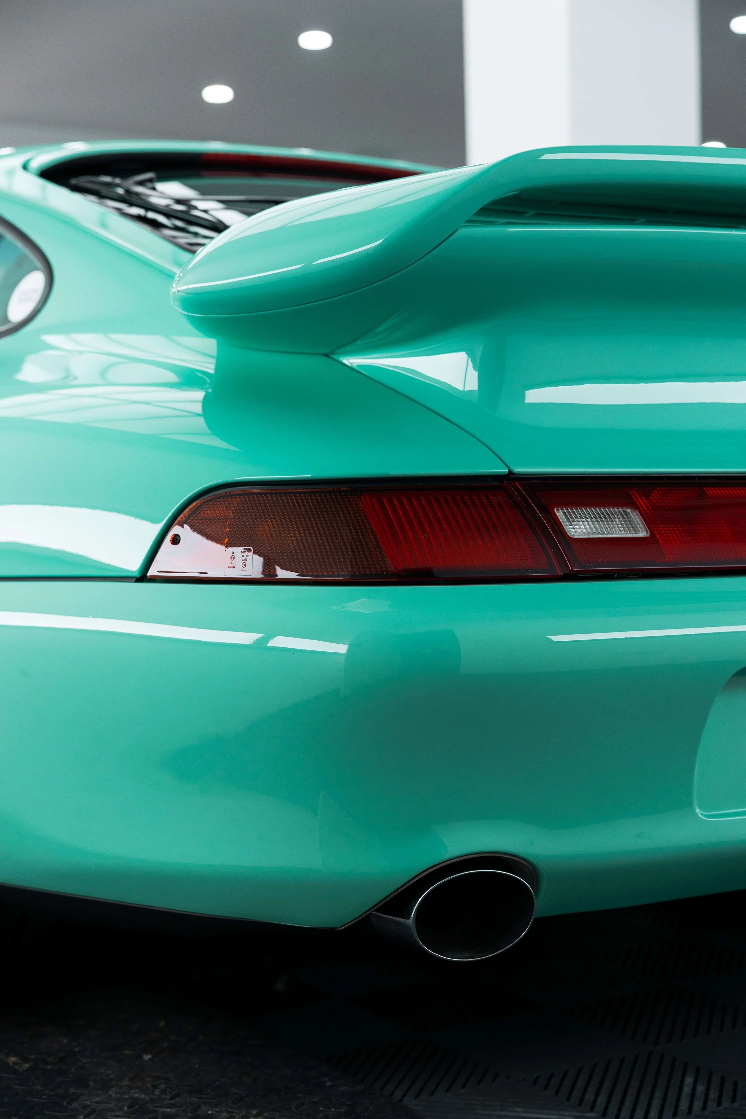 Mint green Porsche 993 rear wing and tail light with XPEL Paint Protection Film in Sydney