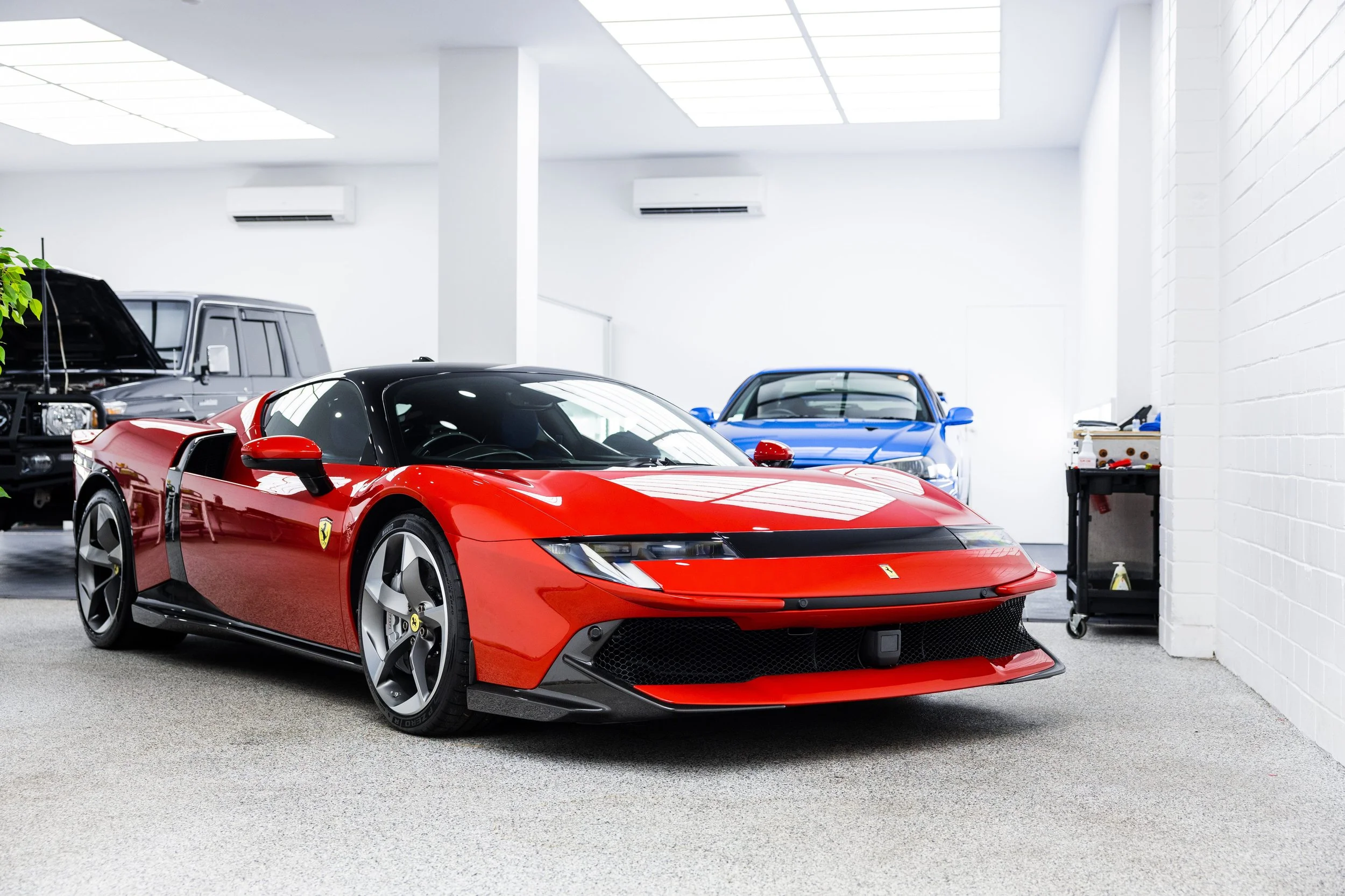 Red Ferrari 849 Testarossa front three quarter view with XPEL Paint Protection Film in Sydney