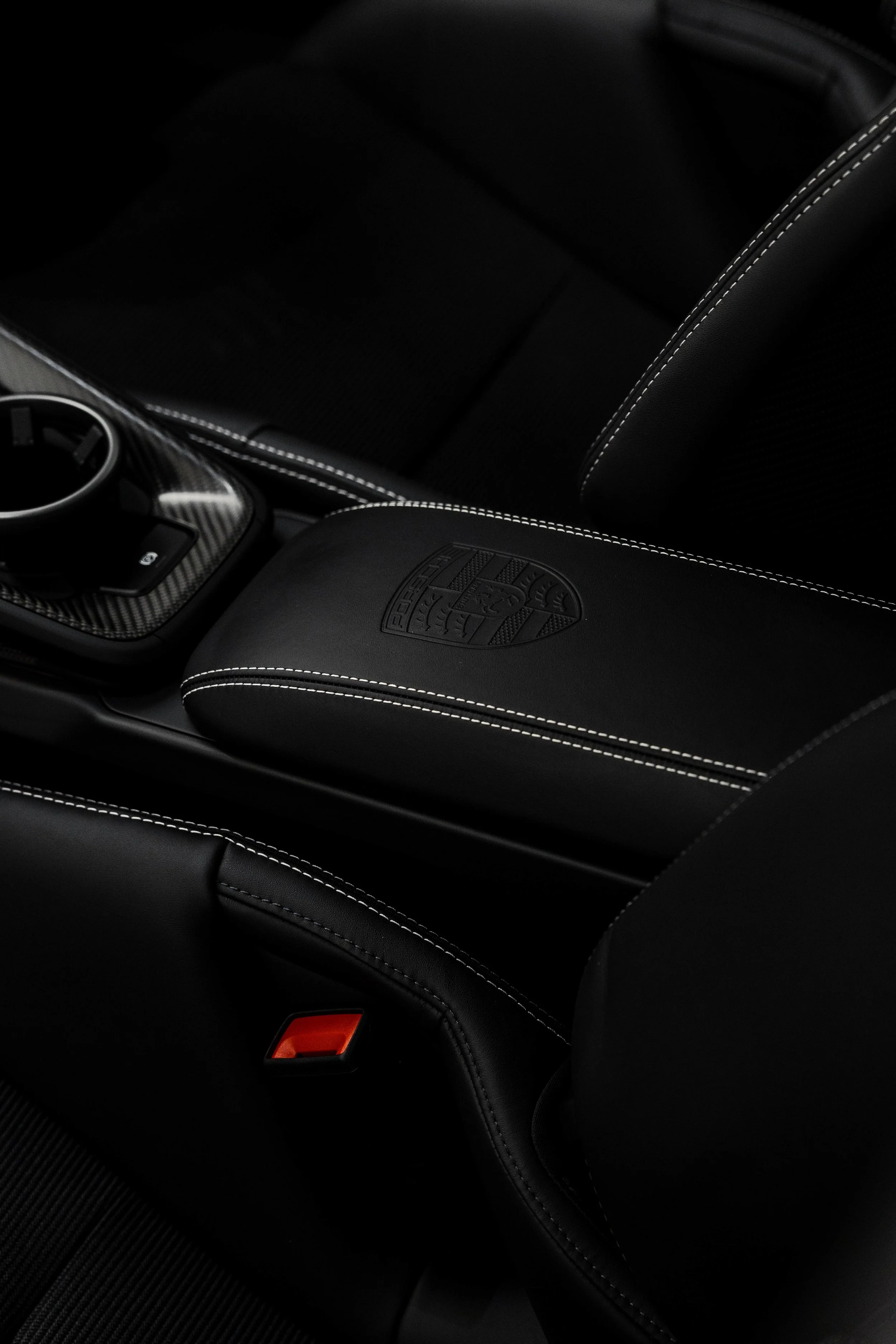 Cream Porsche 911 GT3 Touring interior detailing seat and Porsche crest headrest in Sydney