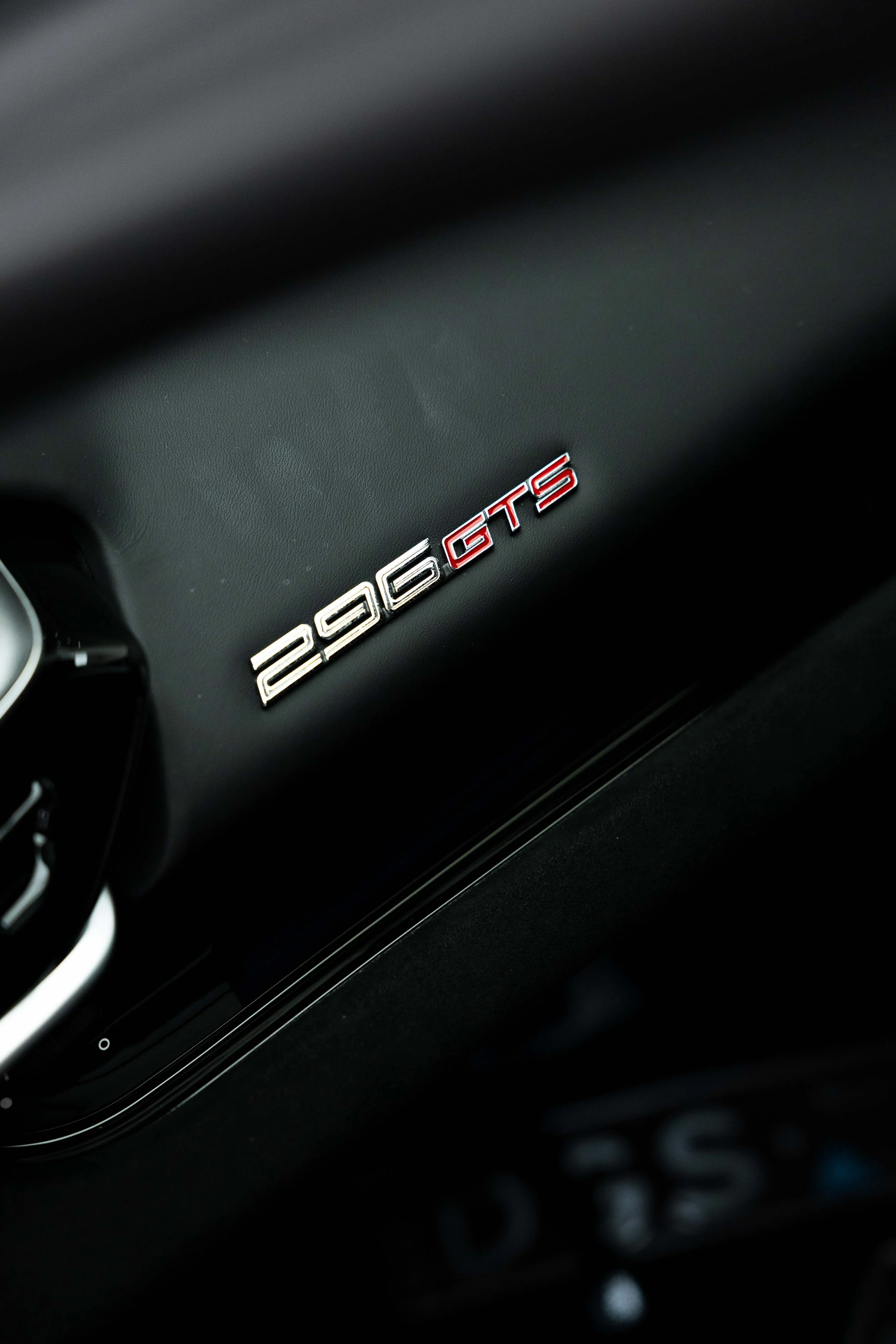 Red Ferrari 296 GTS interior detailing 296 GTS dash badge in Mona Vale