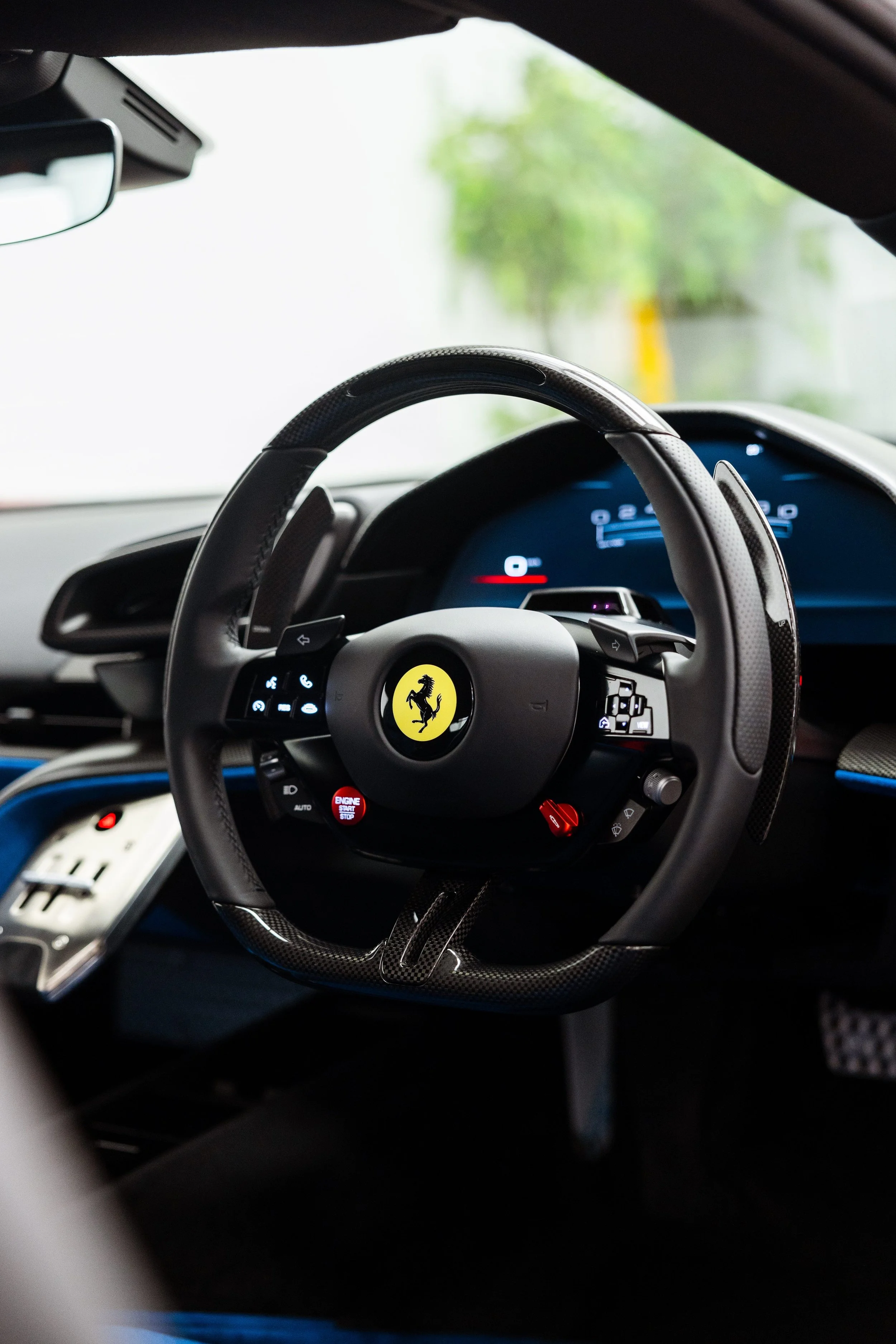 Ferrari 849 Testarossa steering wheel and dashboard after interior detailing in Sydney