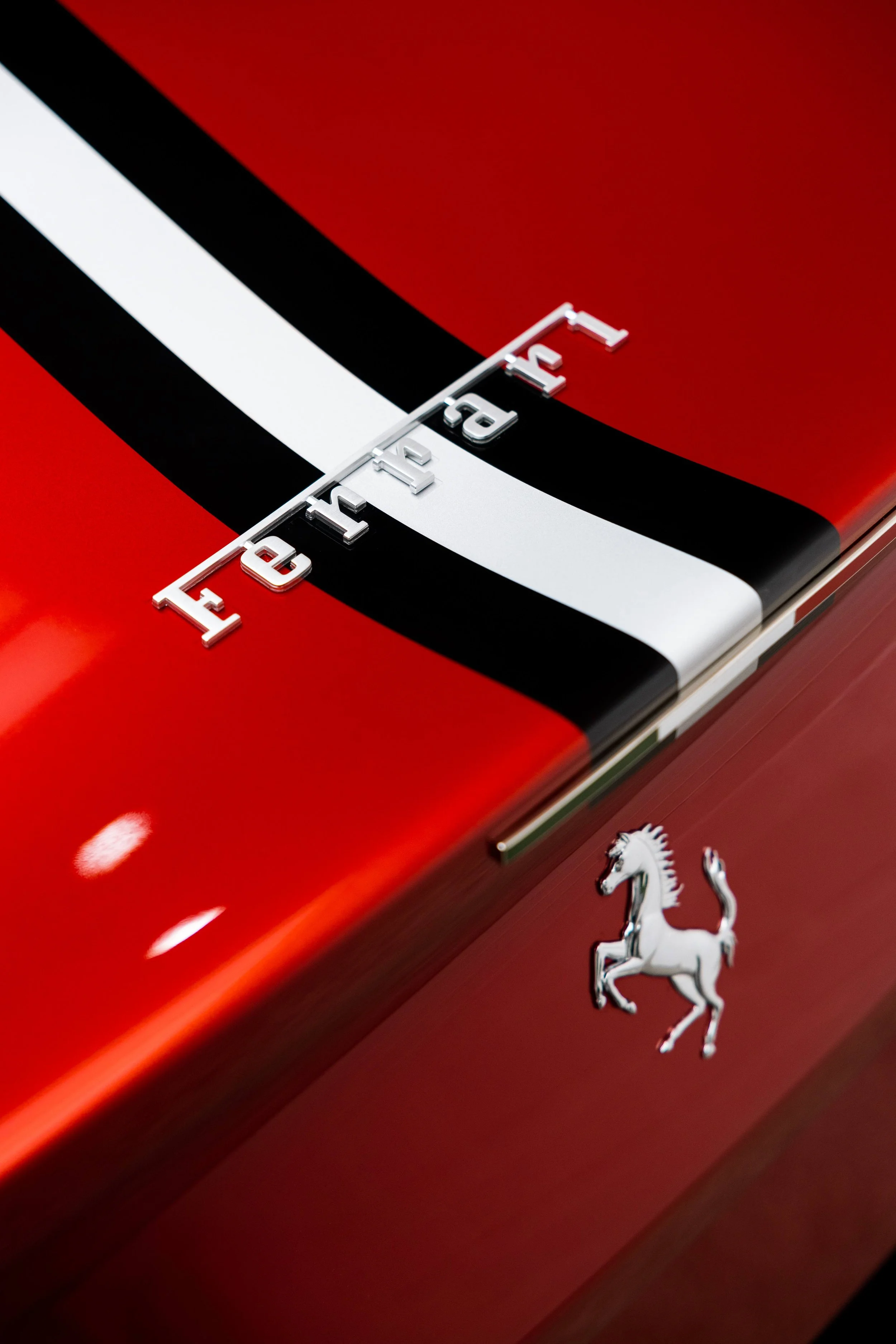 Red Ferrari 812 GTS bonnet stripe and Ferrari script with XPEL Paint Protection Film in Mona Vale