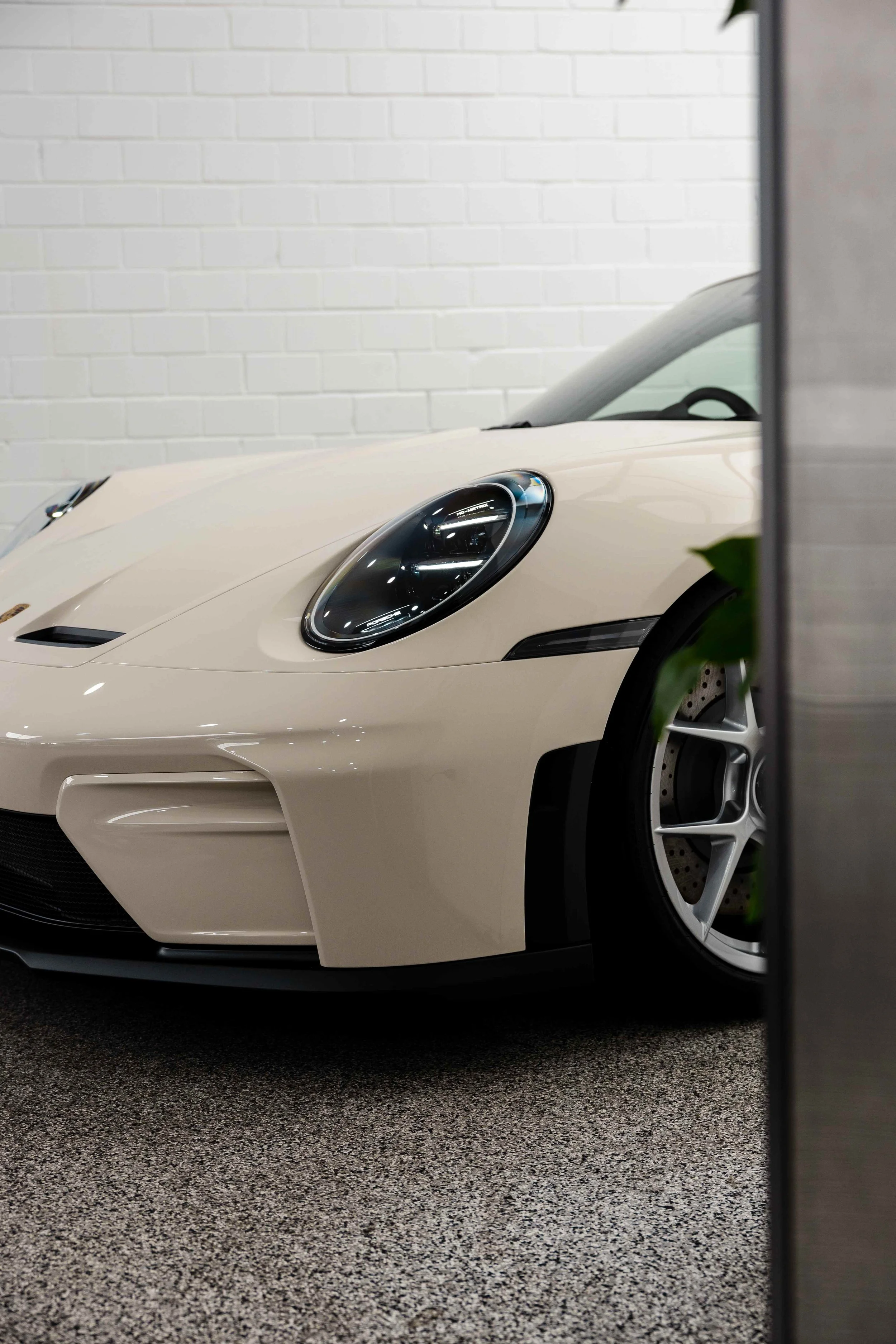 Cream Porsche 911 GT3 Touring front guard and headlight detail with XPEL Paint Protection Film in Mona Vale