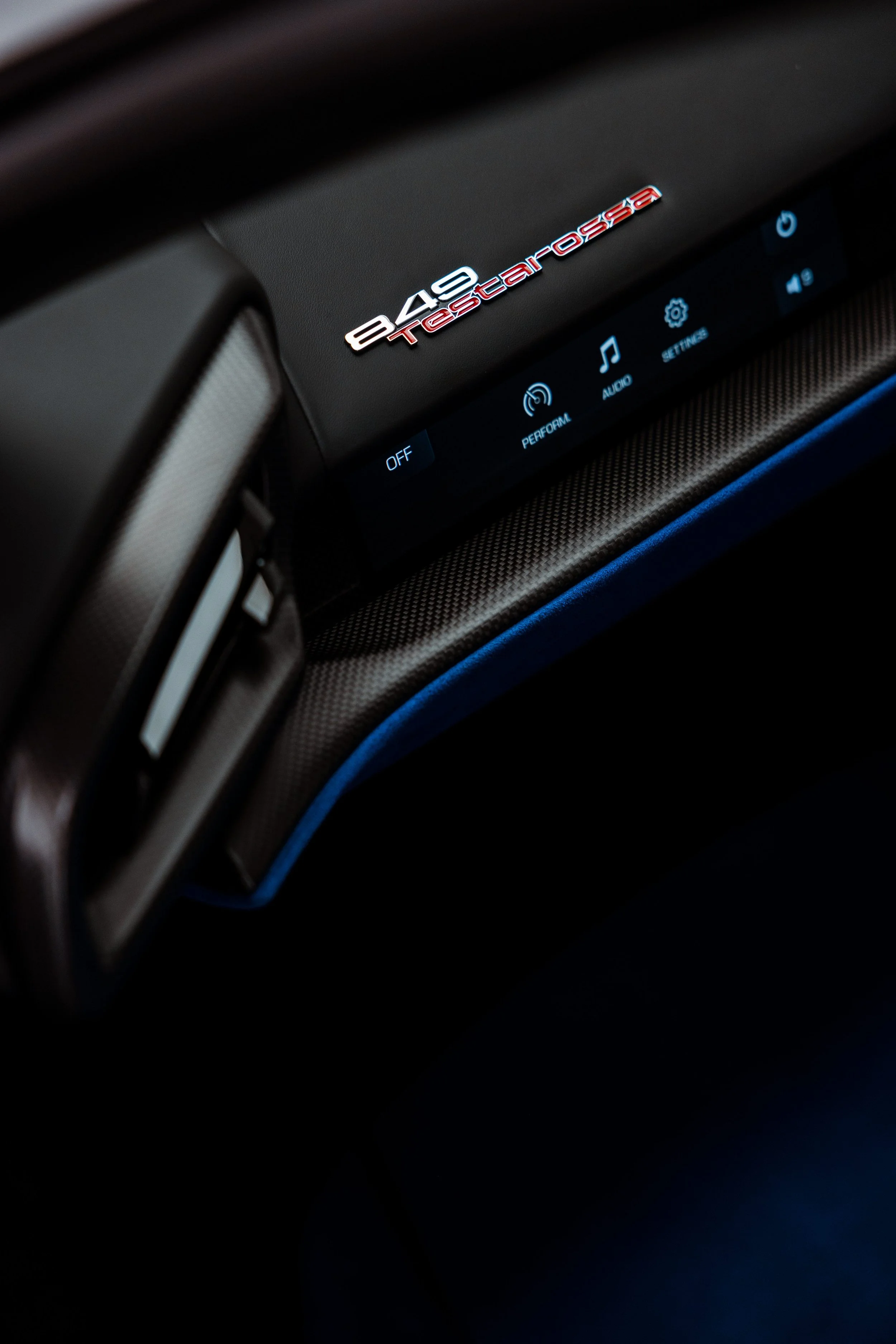 Ferrari 849 Testarossa infotainment screen after interior detailing in Mona Vale