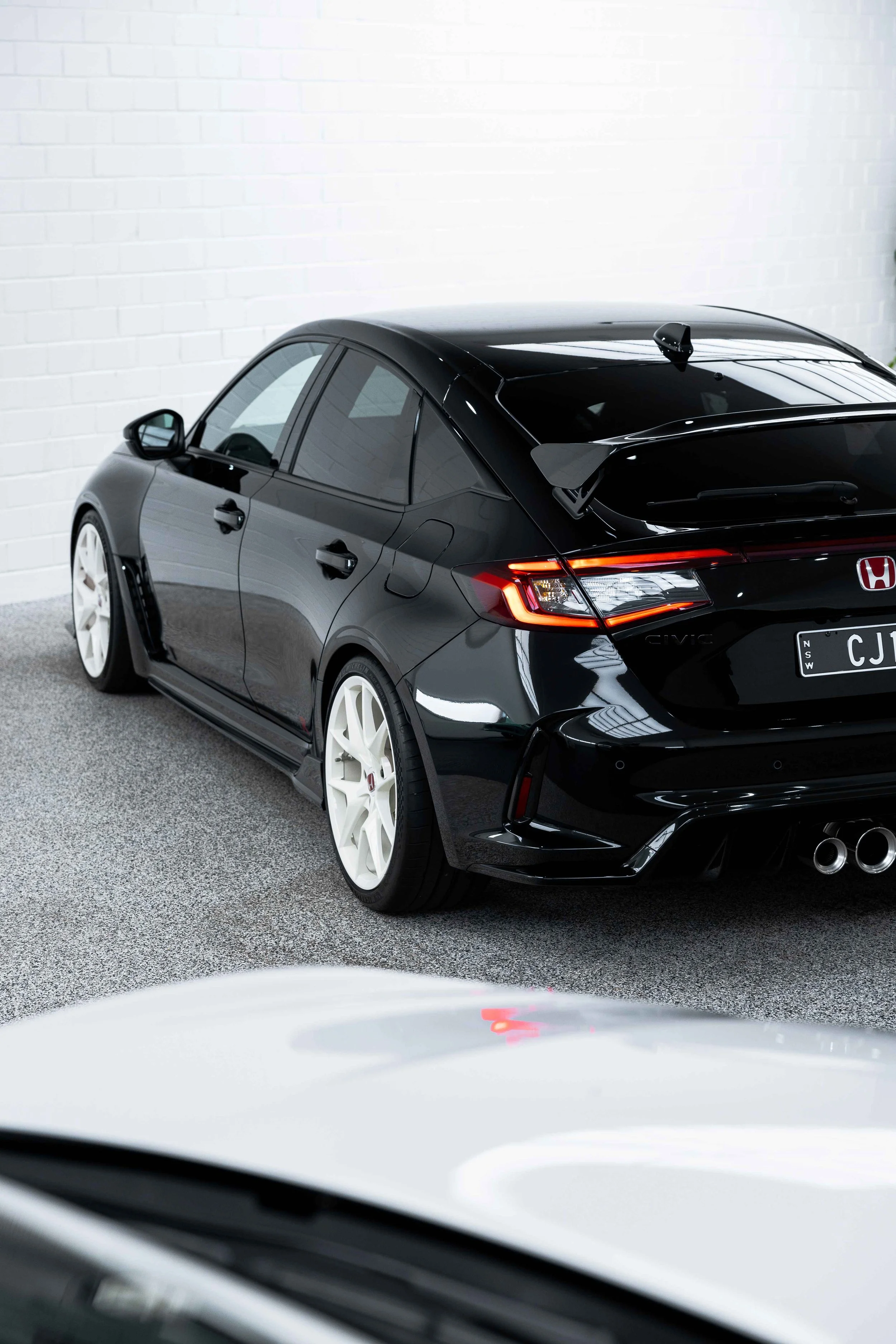 Black Honda Civic Type R rear three quarter view with XPEL Paint Protection Film in Mona Vale
