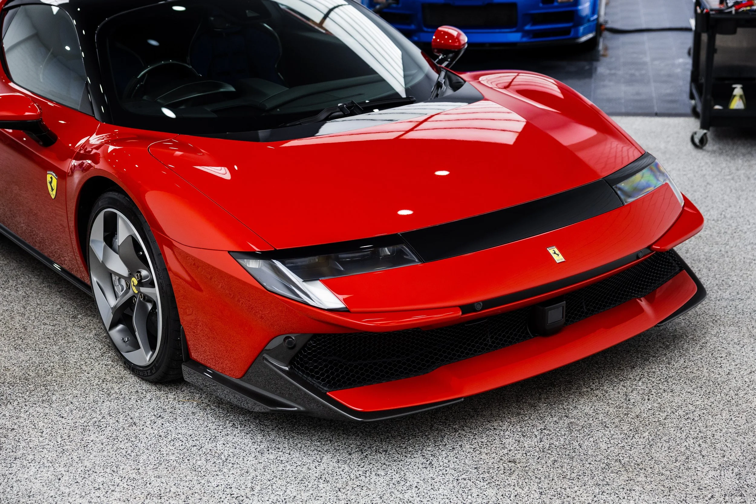 Red Ferrari 849 Testarossa front end and wheel with XPEL Paint Protection Film in Mona Vale