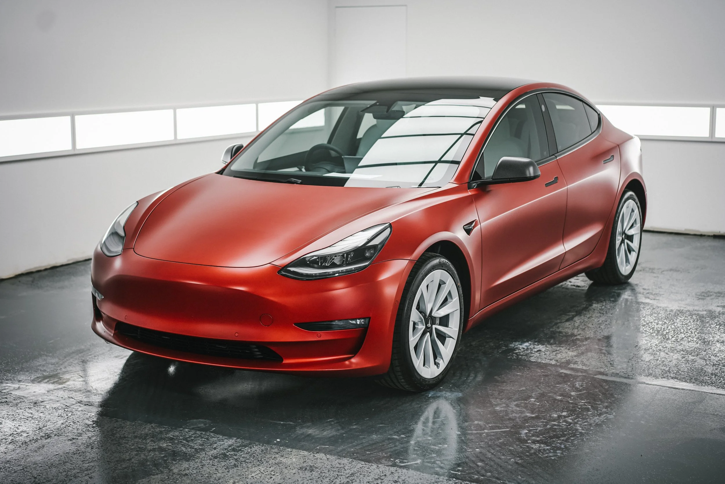 Red Tesla Model 3 full body paint protection film Sydney ADS