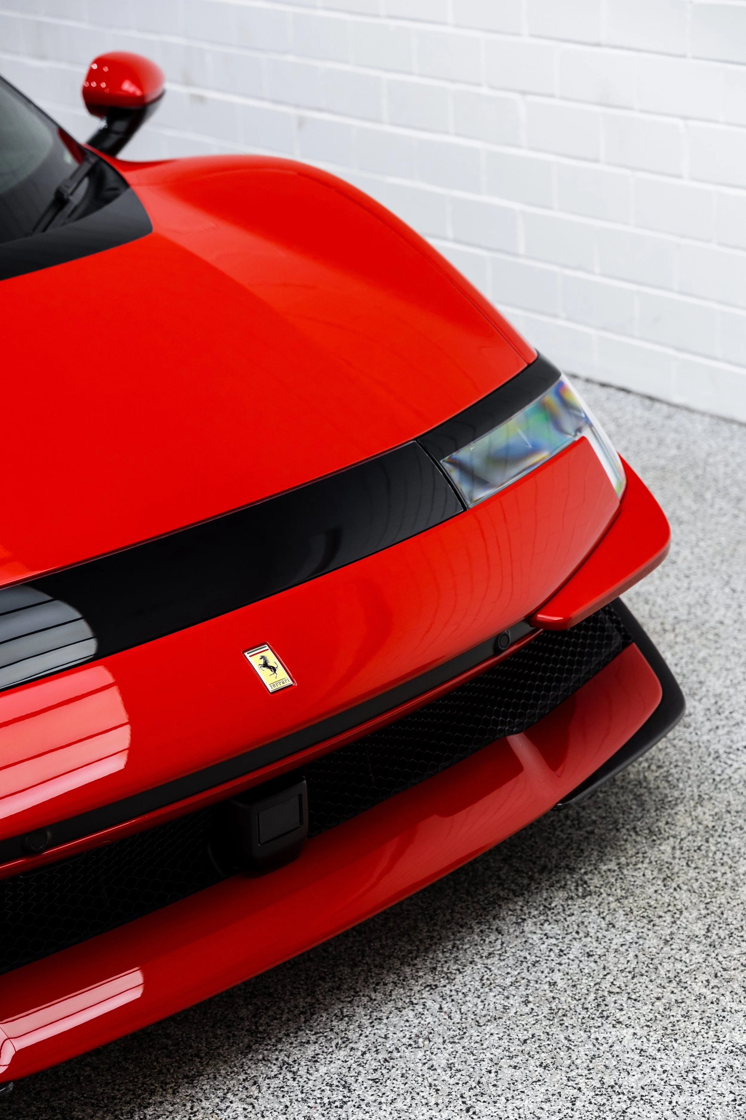 Red Ferrari 849 Testarossa front bonnet and badge with XPEL Paint Protection Film in Mona Vale