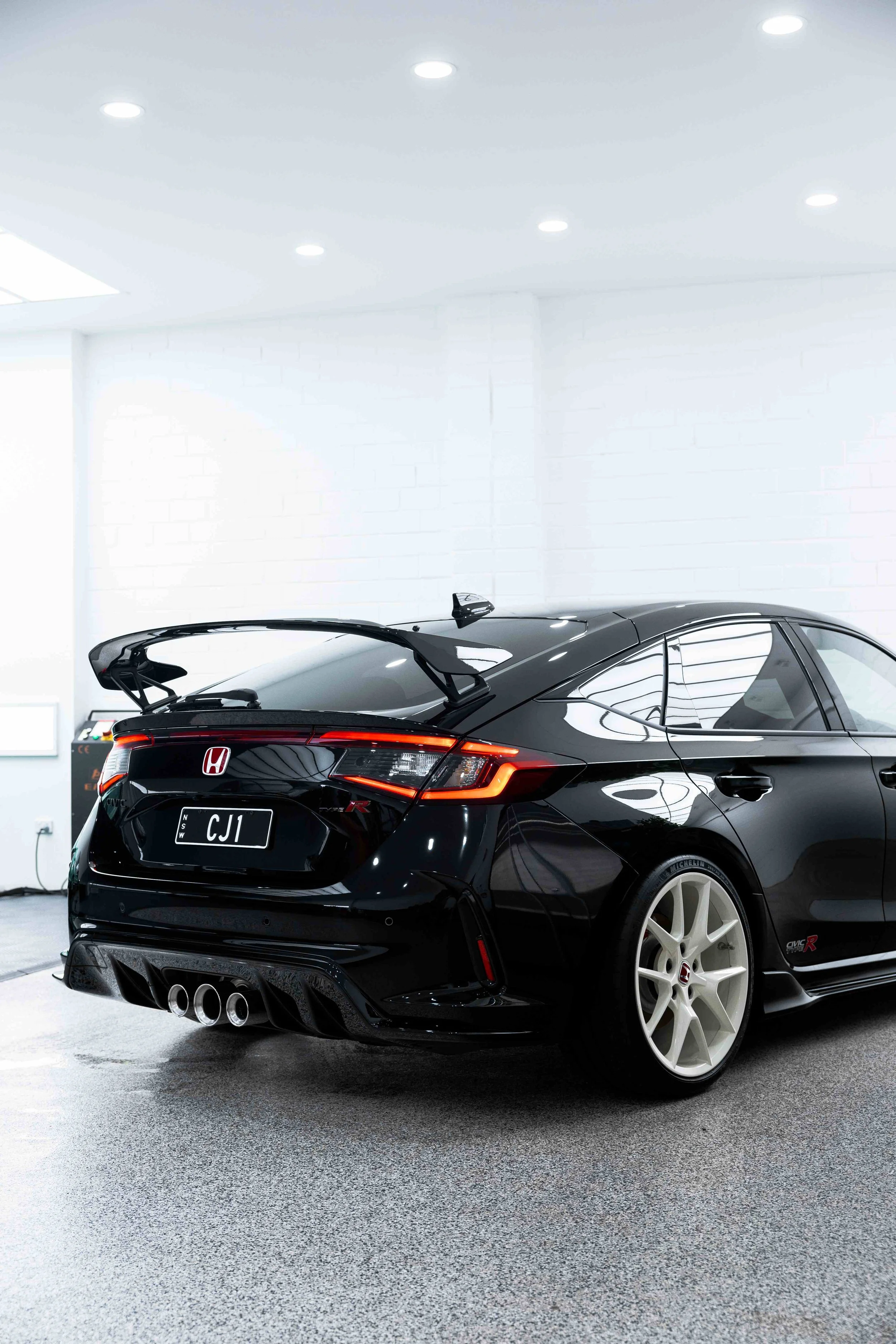 Black Honda Civic Type R rear quarter with XPEL Paint Protection Film in Mona Vale