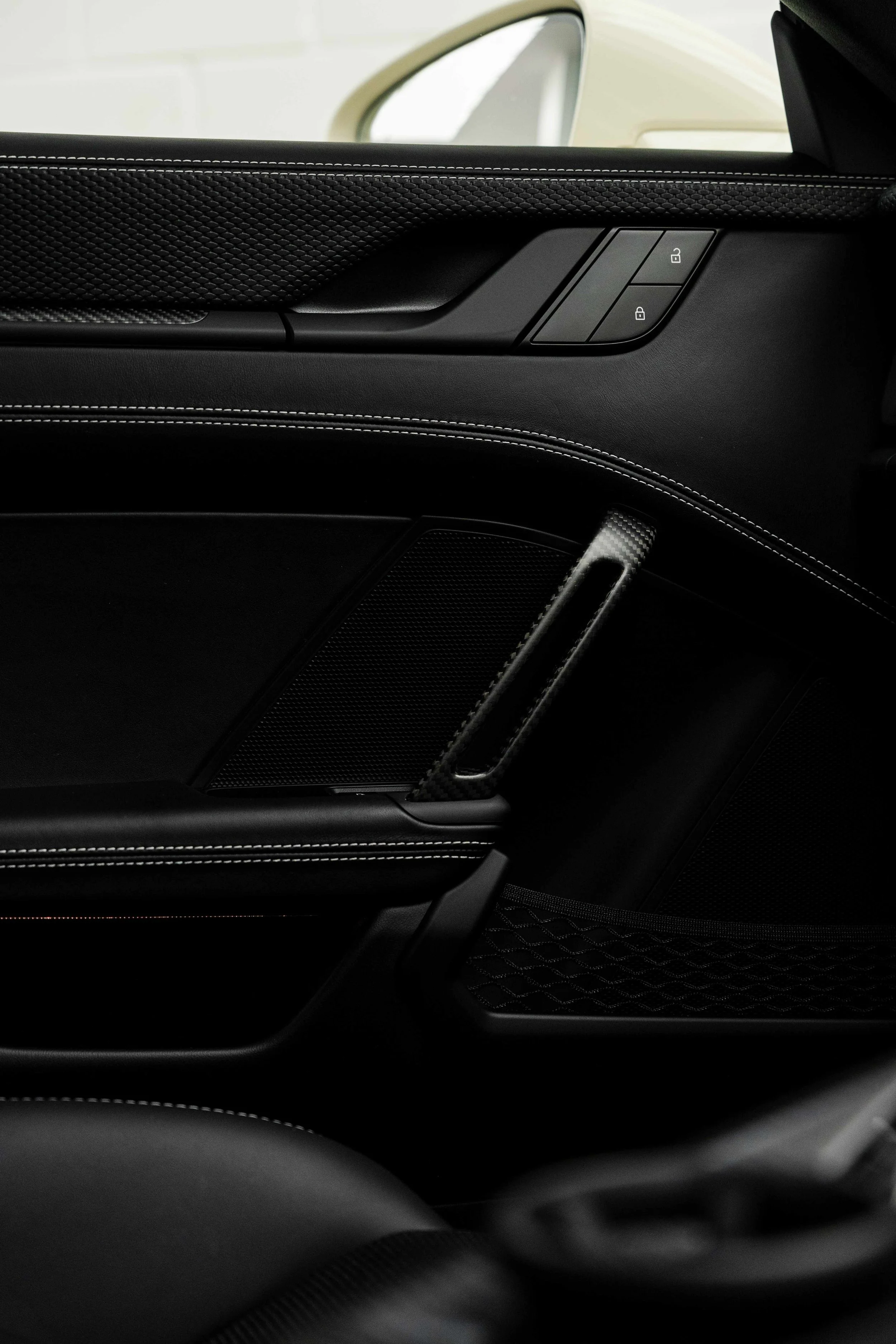 Cream Porsche 911 GT3 Touring interior detailing door card and stitching in Mona Vale