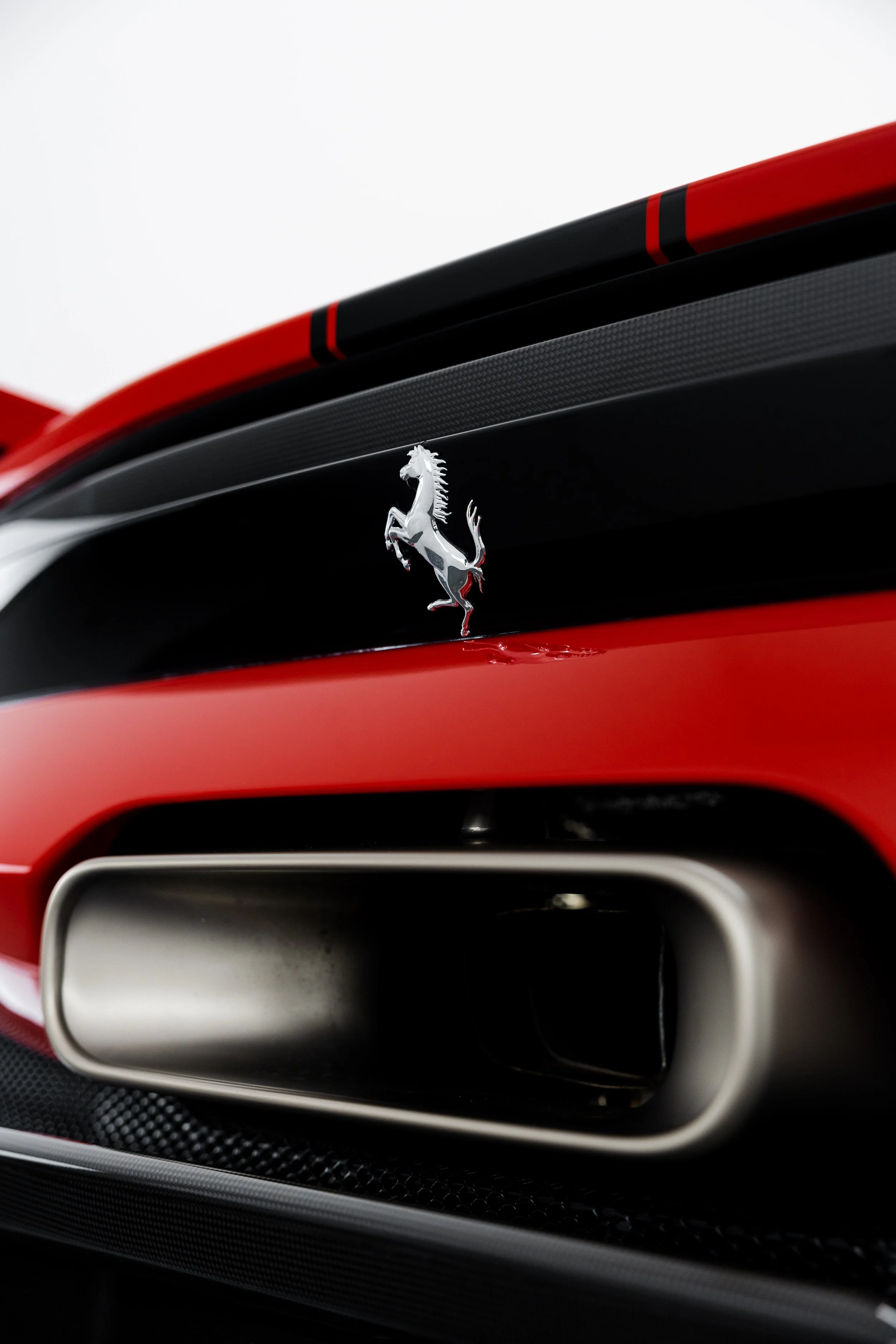Red Ferrari 296 Speciale rear Prancing Horse badge and exhaust outlet in Sydney
