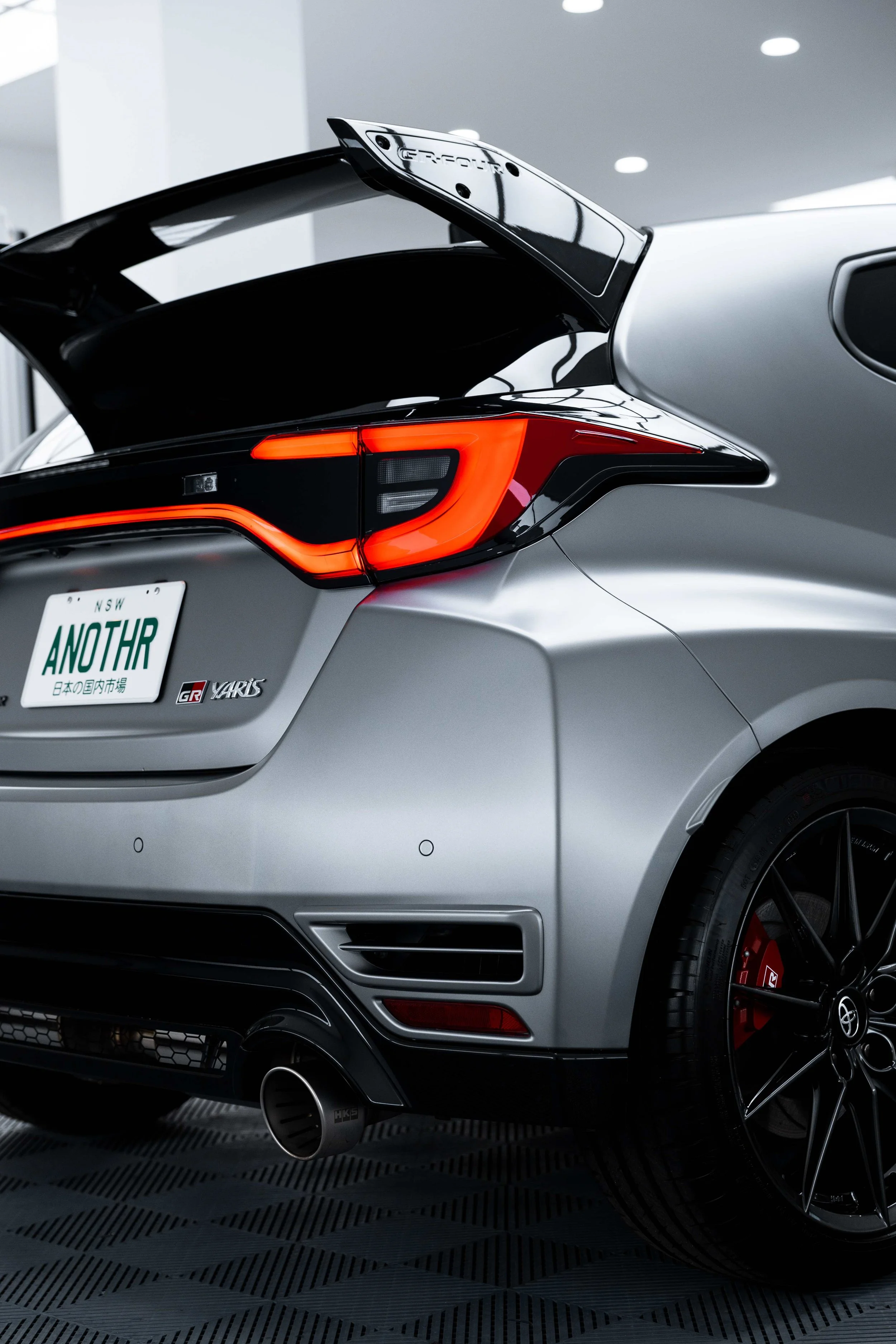 Matte grey Toyota GR Yaris rear spoiler and taillight with XPEL Paint Protection Film in Sydney