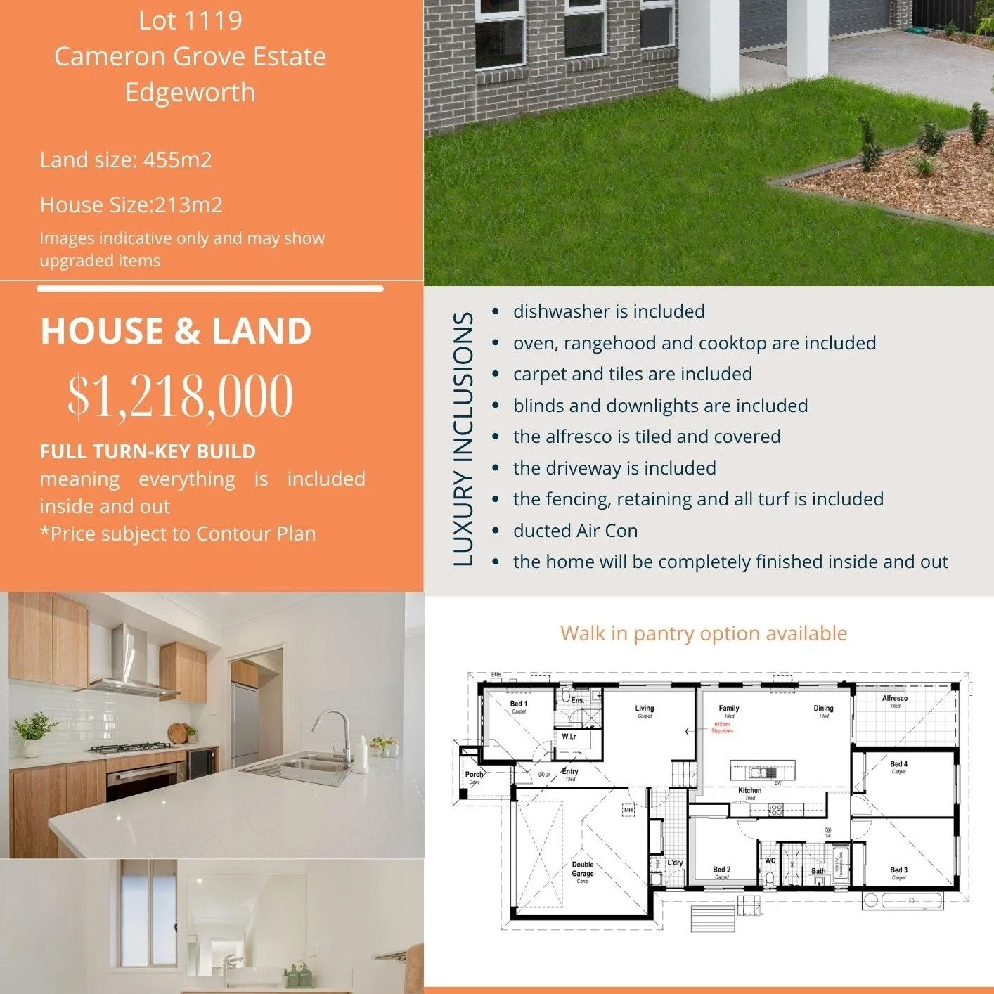 This House and Land Package in Cameron Grove Estate Edgeworth is a turnkey package...meaning the home will be completely finished inside and out(yep that means fencing and driveway too)...it fits right in with the regulations for some of the grants a