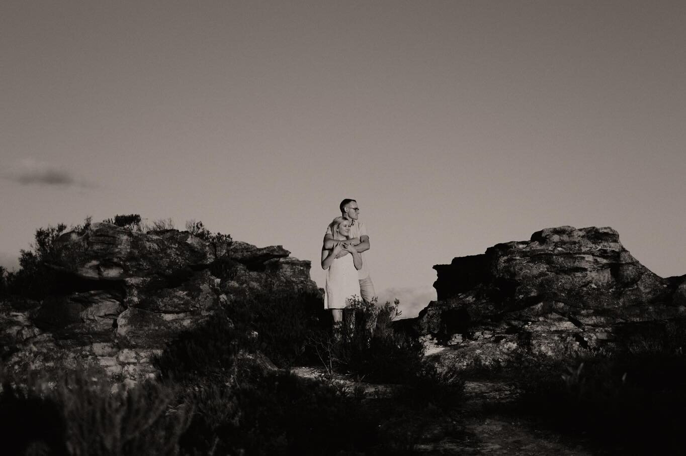 A few black and white frames from Sharntelle &amp; Nathan&rsquo;s engagement session, exploring the mountain tops at sunset.