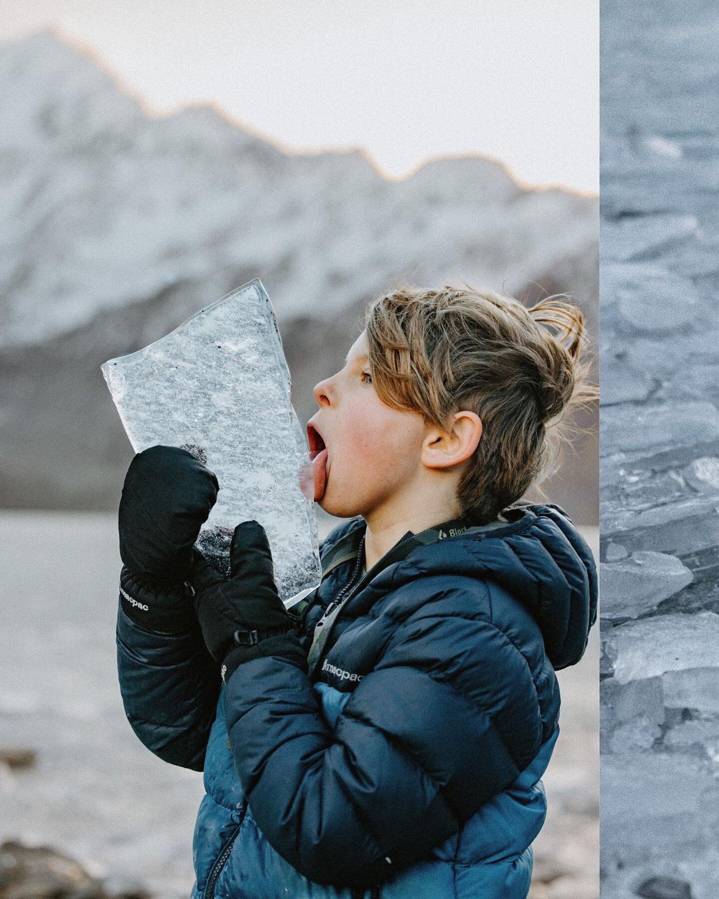 Ice blocks for brekky. 
None of us were keen to risk falling into the partially frozen lake as the ice cracked at dawn so we stayed close to the shoreline.
We played and marvelled.
We wandered and wondered&hellip;
Will this glacier still be here in t