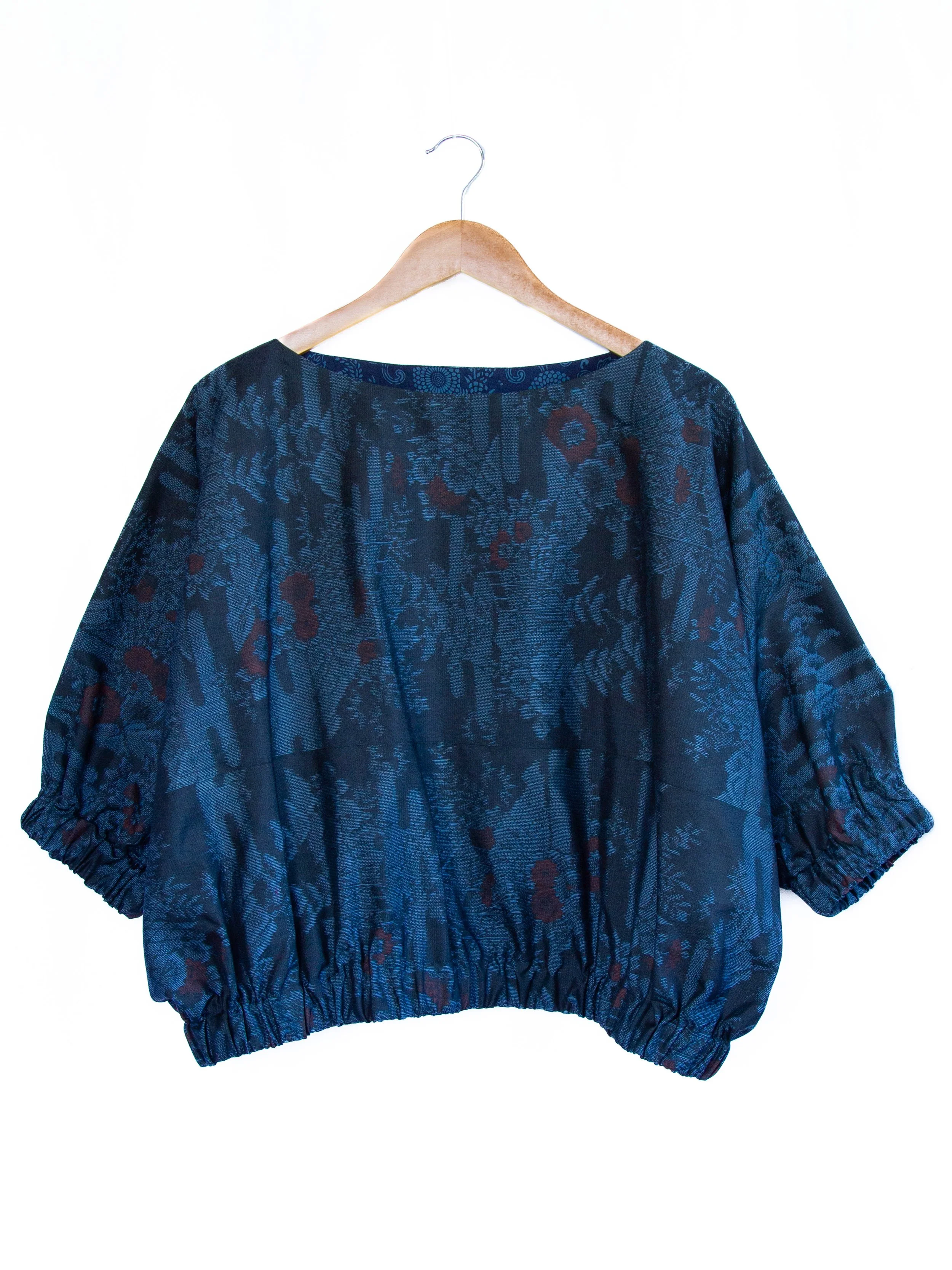 Flowers Kasuri Kimono Blouson Top