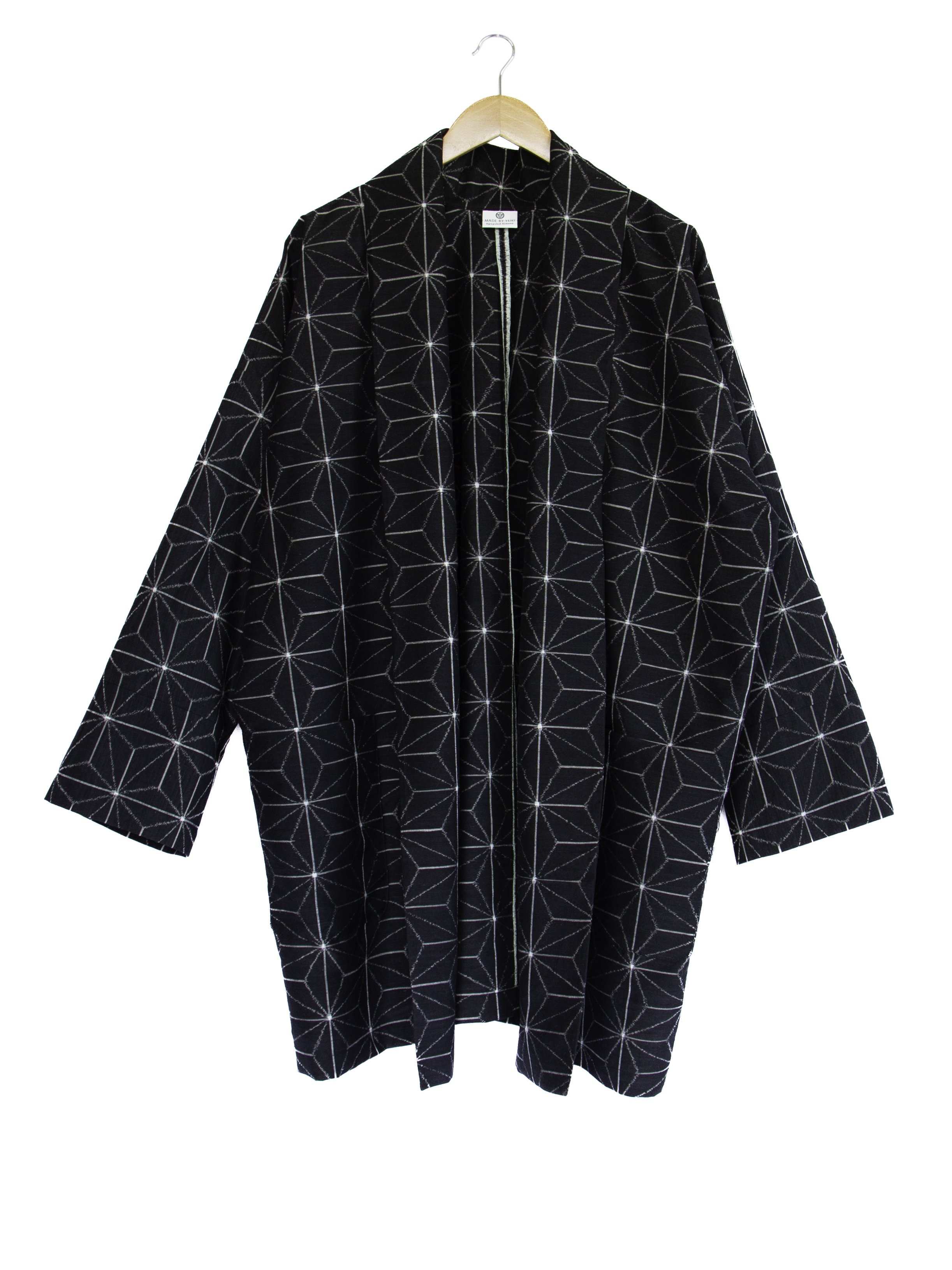 Black Asanoha Kasuri Kimono Jacket XL