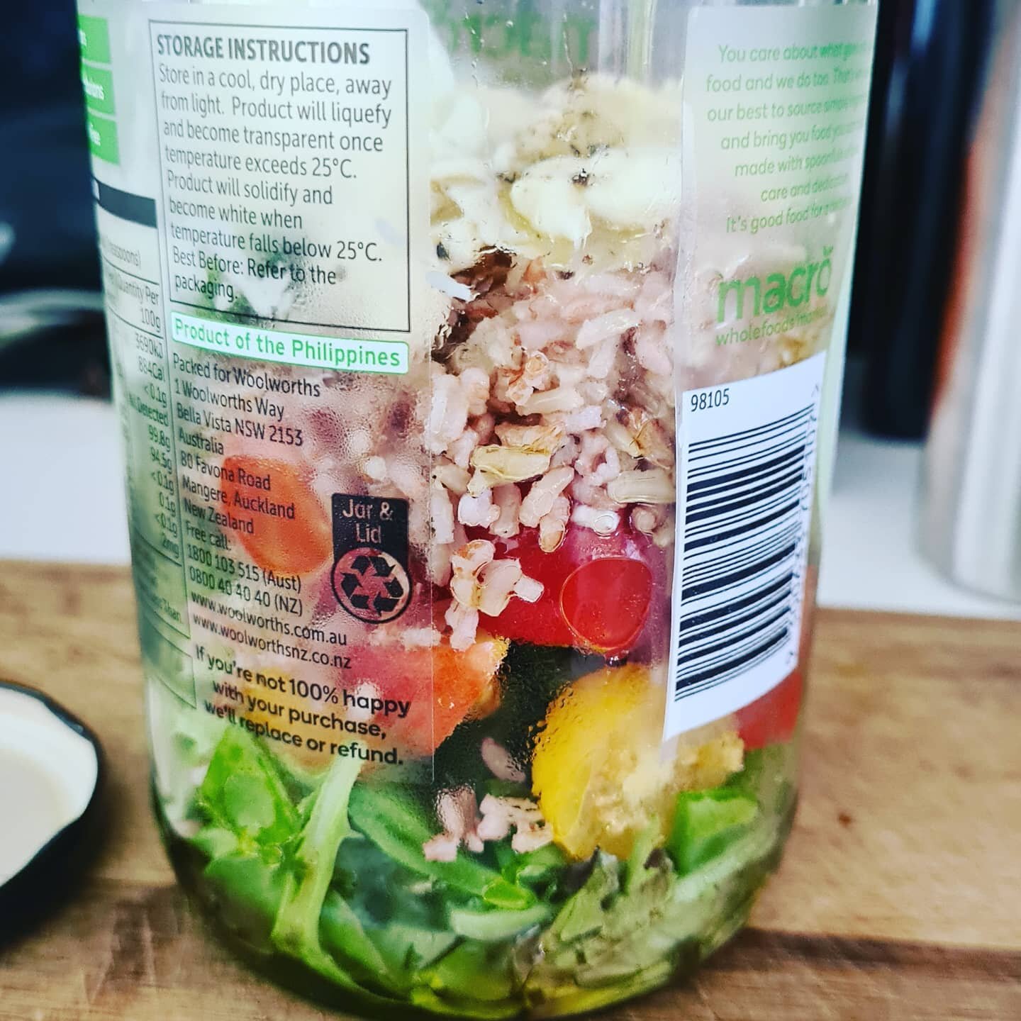 No food containers left..... so went for the old salad in a jar trick.