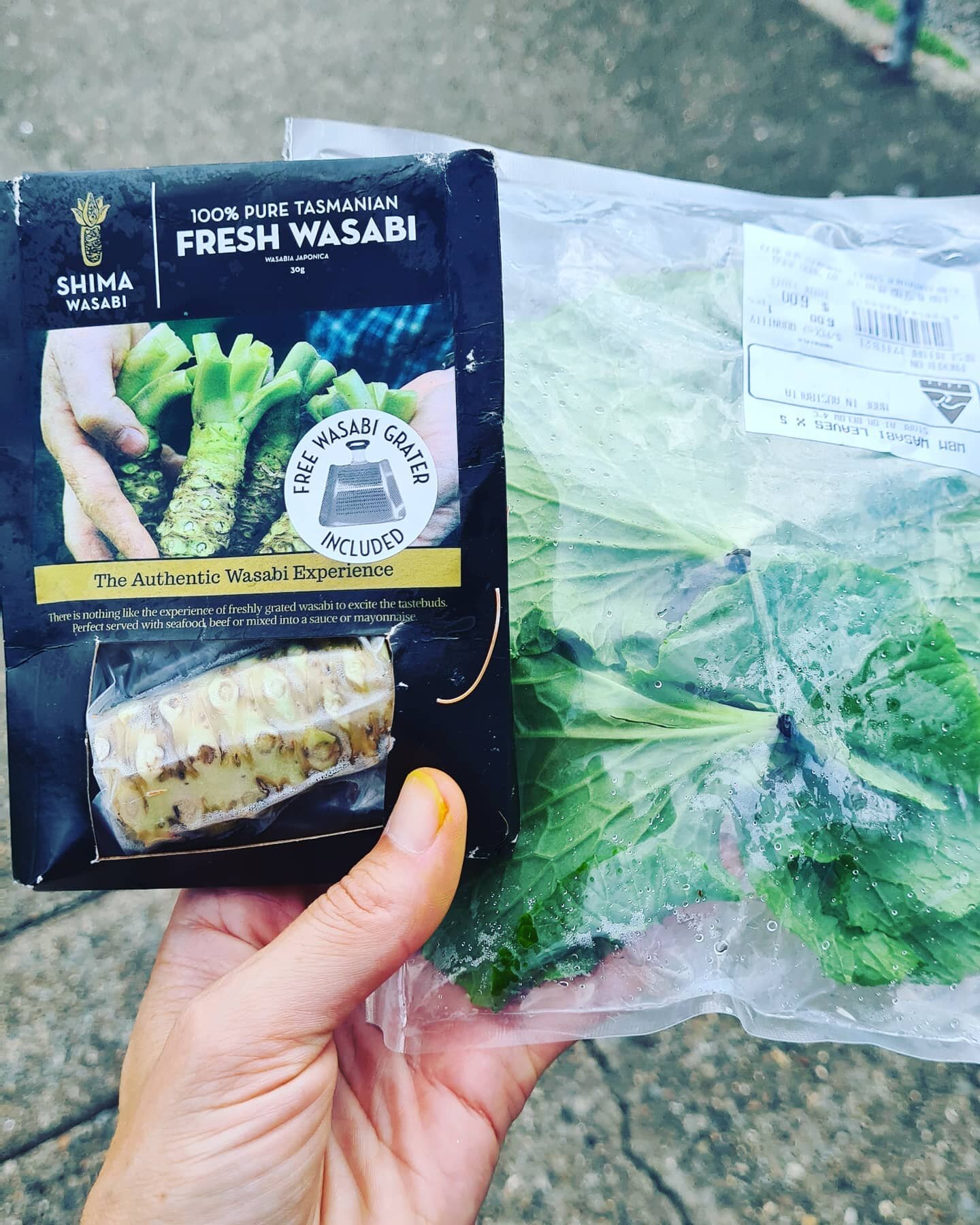 One happy girl!! I've been searching for fresh wasabi root and leaves for a delicious dish I'm doing for my upcoming retreat this weekend 👏🙌🙏😁😁😁 yay! 
I'm sure the guests will be happy too. I'll post the finished product......
Any guesses what 