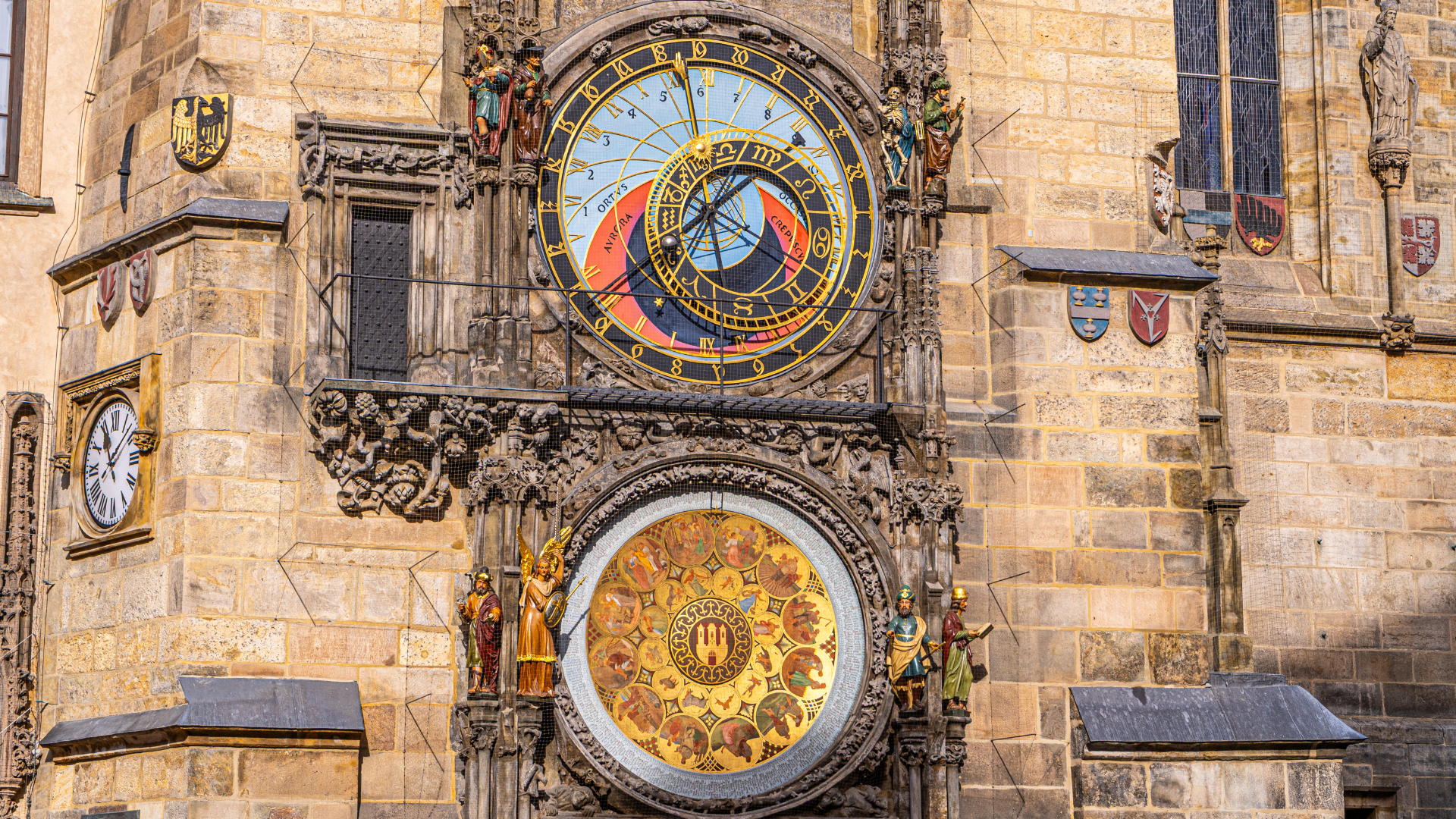 Astronomical Clock in Prague, Czech Republic, in Old Town Square.