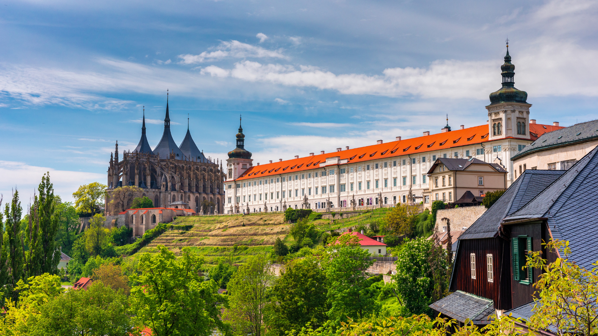 View of Kutná Hora, city in the Czech Republic. We can see the Sedlec Ossuary.