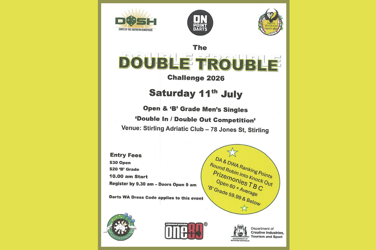 The Double Trouble Challenge 2026 - Darts Comp