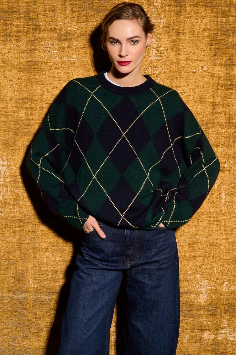 CONTEMPORARY ARGYLE "BE HUMAN" ROUNDNECK
