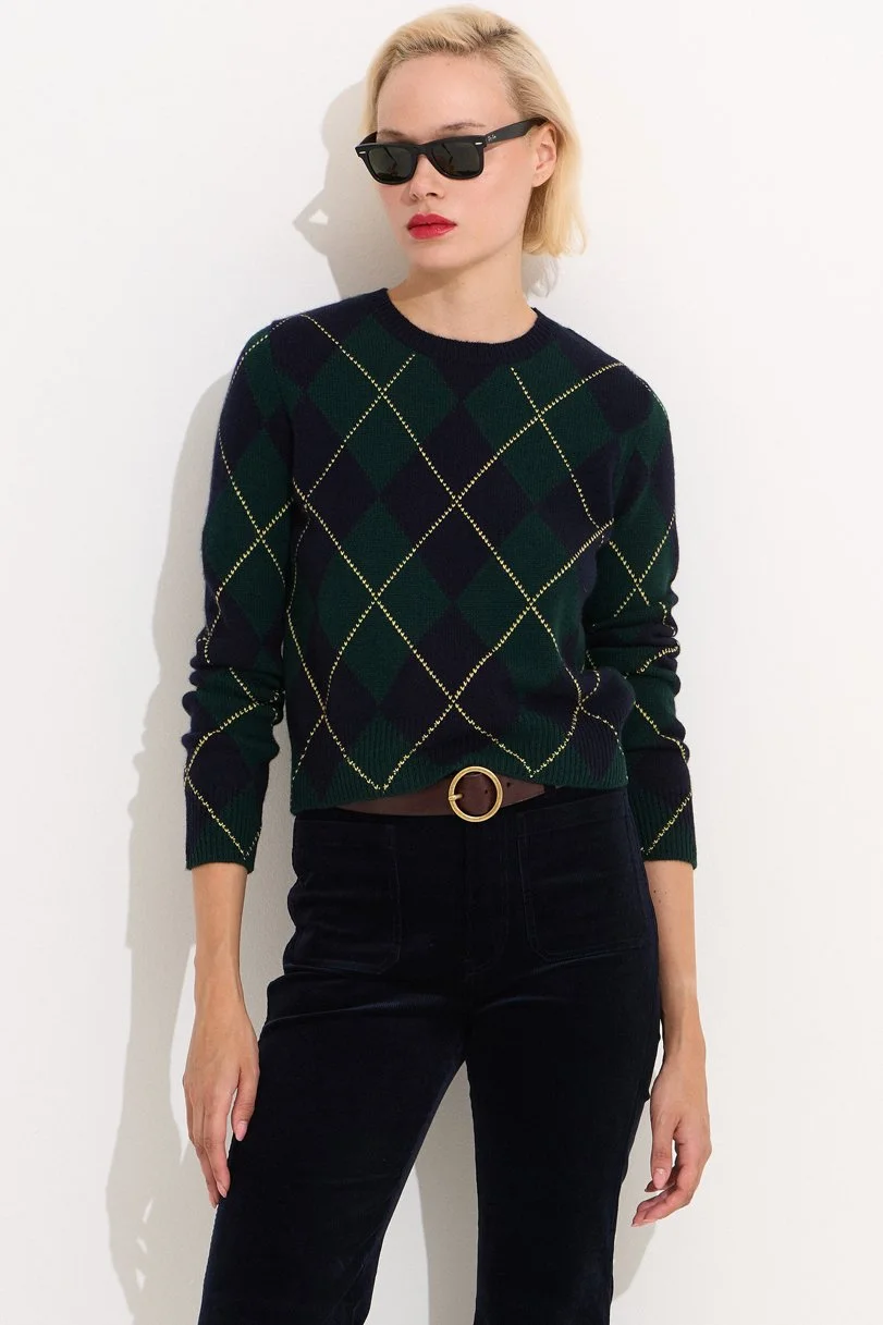 EFFERTLESS ARGYLE "BE GLOWING" ROUNDNECK