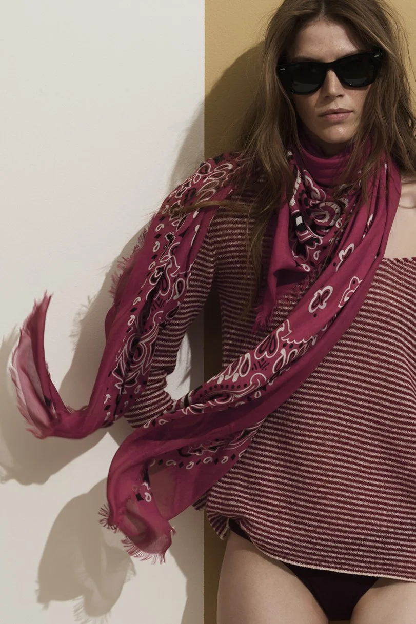 BANDANA "DON'T BE JEALOUS" SCARF RASPBERRY