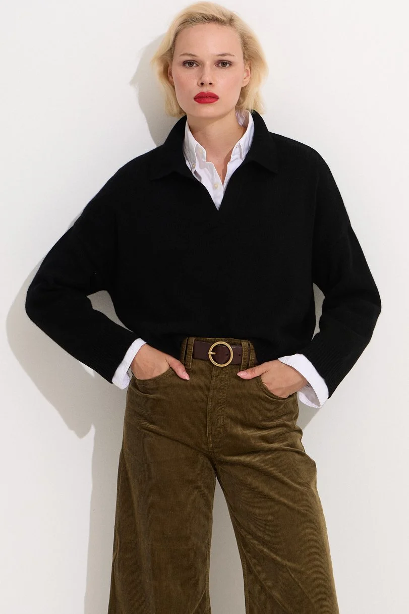 SOLID RELAXED "BE PEACHY" POLO NECK