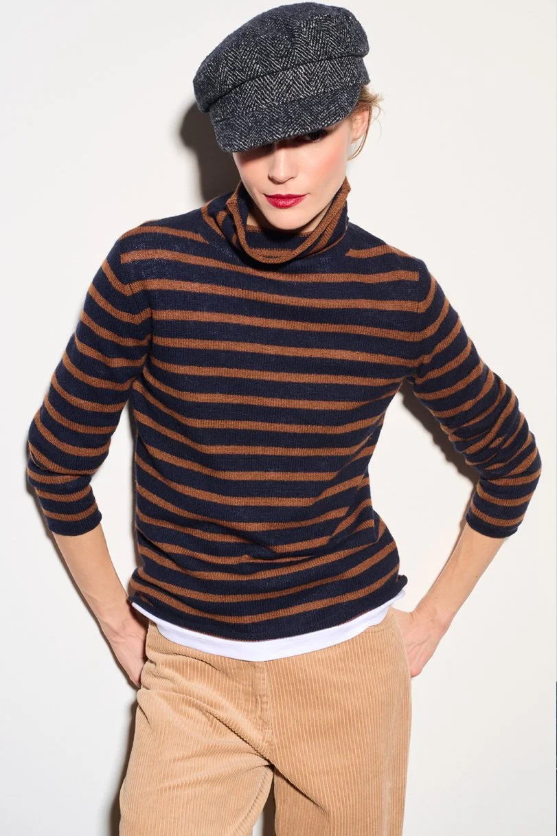 STRIPED NUVOLA "BE CHARMING" TURTLENECK