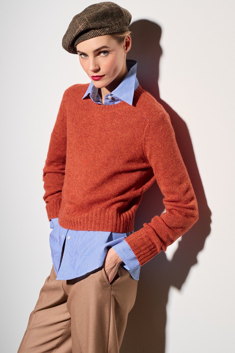 SOLID NUVOLA CROPPED "BE SNUG" ROUNDNECK