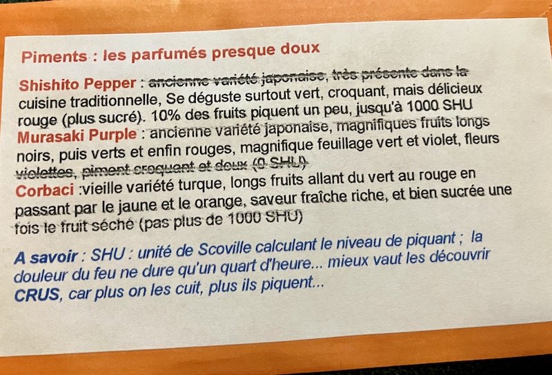 Piments parfumés presques doux
