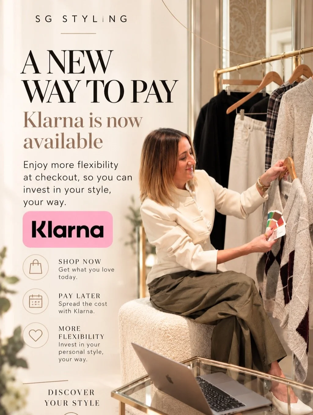 ✨ A little something new at SG Styling! ✨

I&rsquo;m so excited to introduce a new way to enjoy your styling experience&hellip;

💕 Klarna is now available!

Because investing in yourself, your confidence and your personal style should feel even more