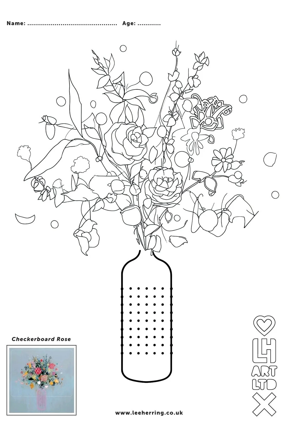 Colouring Page - Checkerboard Rose