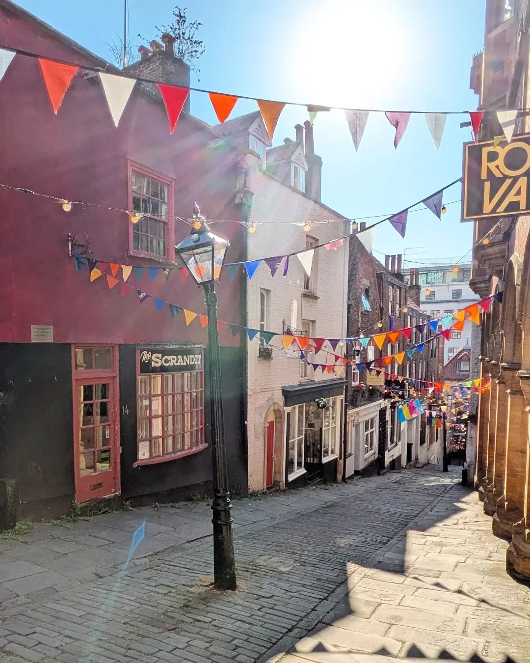 The upcycled bunting we've made to celebrate @bristolpride is looking beautiful in the sun this morning! ☀️🌈☀️ Hope everyone has a wonderful time today! ☀️🌈☀️