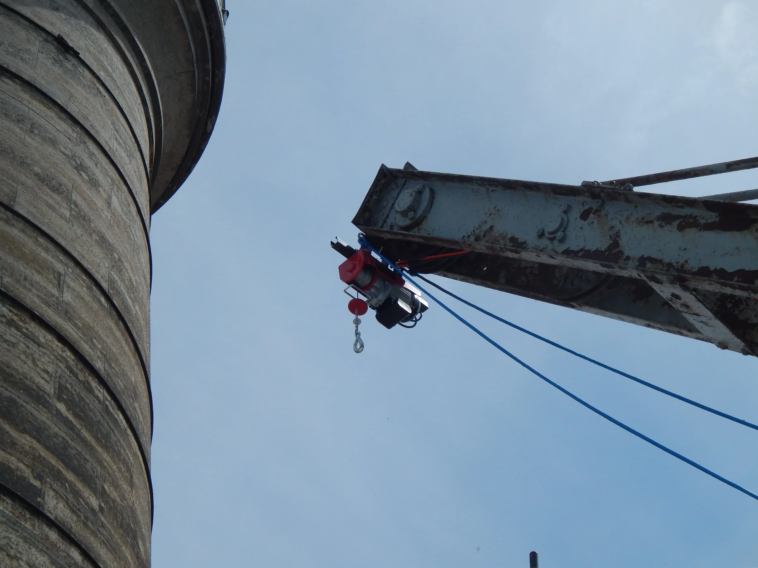 Temporary hoist installed