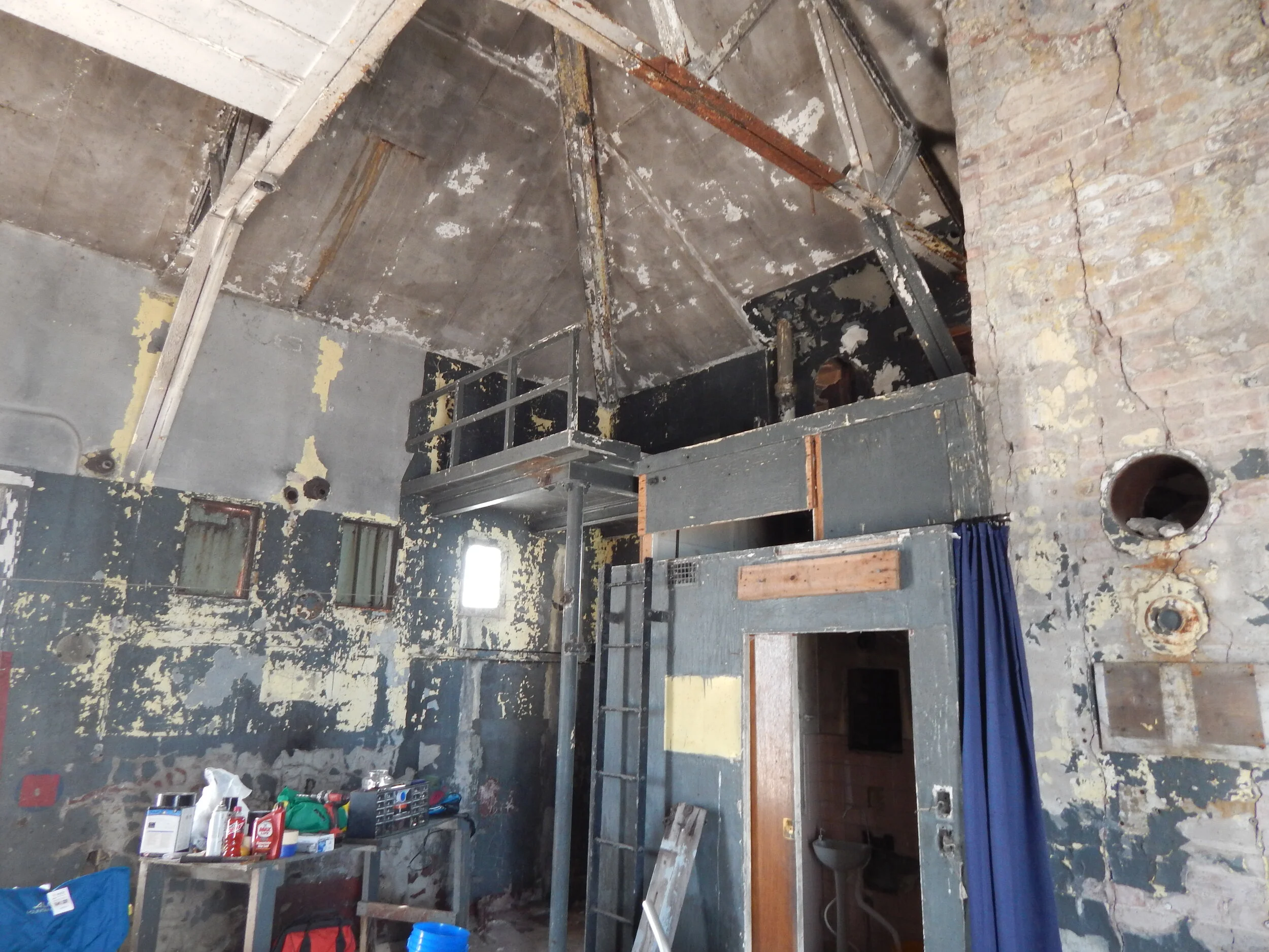 Fog Signal building interior. Note the restroom and chimney