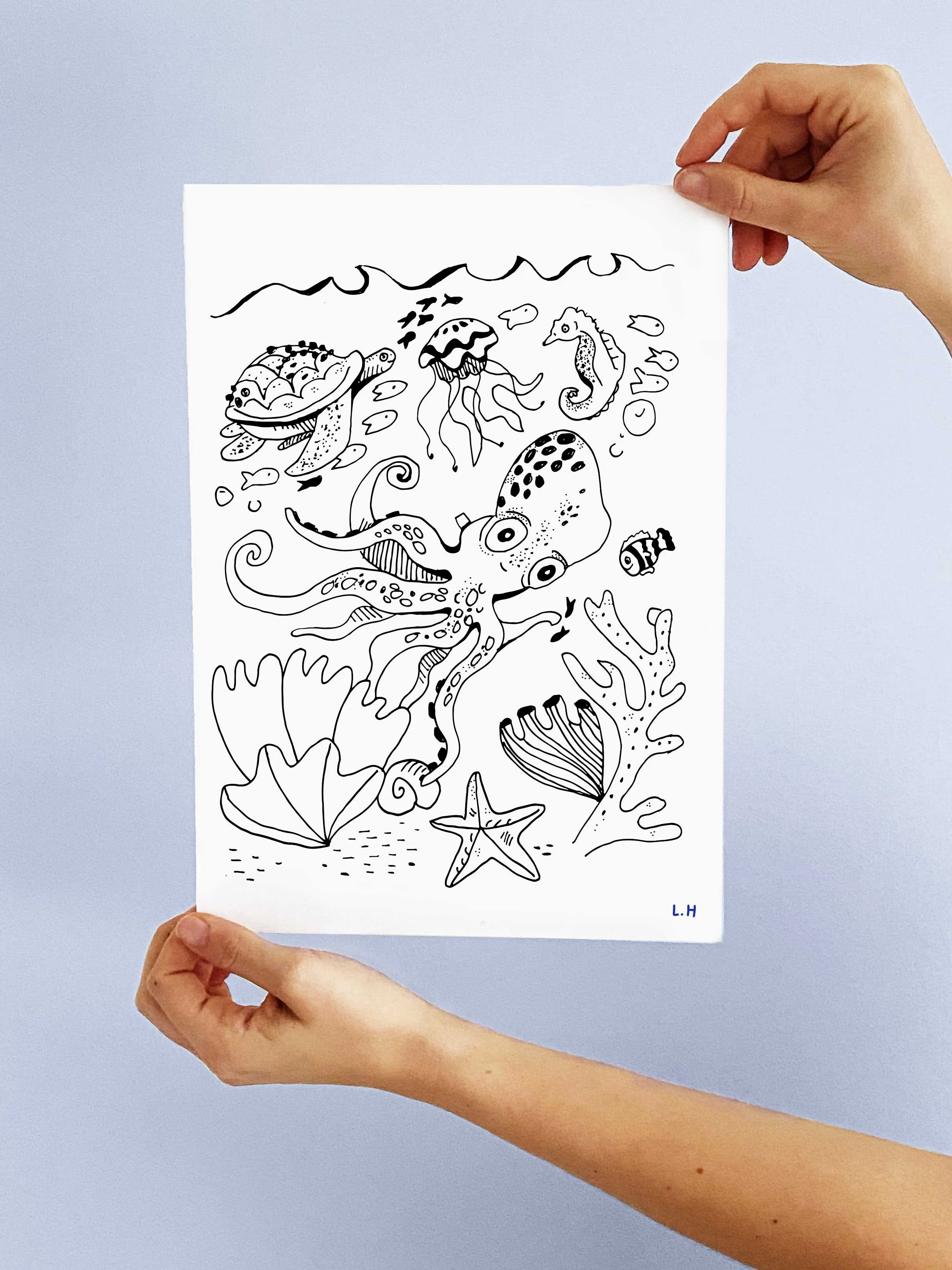 Ausmalbild - Unterwasserwelt