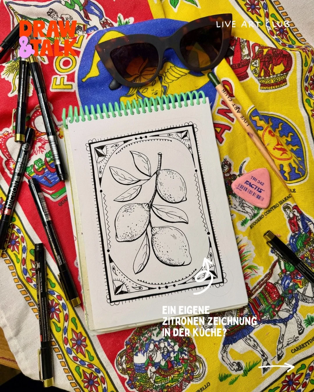 Wir k&ouml;nnen es nicht glauben: n&auml;chsten Mittwoch endet unsere 6 W&ouml;chige Draw&amp;Talk Testphase mit diesem tollen Motiv von @frau.ines 🍋 🏺✨

Absolute Sizilien Urlaubsvibes inklusive! Zum mitzeichnen braucht ihr nur Fineliner in Dicken 