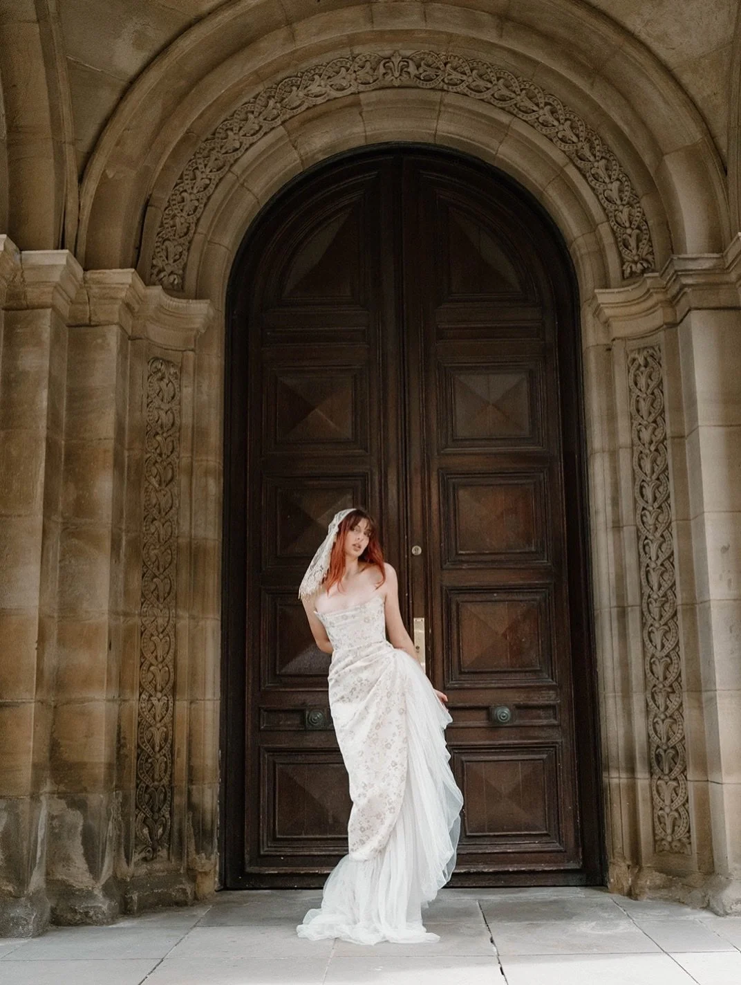 Oksana wears our Theia gown and veil 🌙🌘

Still so much love from our brides for this piece, and grateful to be crafting variations of our signature corsets in heirloom fabrics adorned in freshwater pearls in the atelier this week🪽

Model: @oksana.