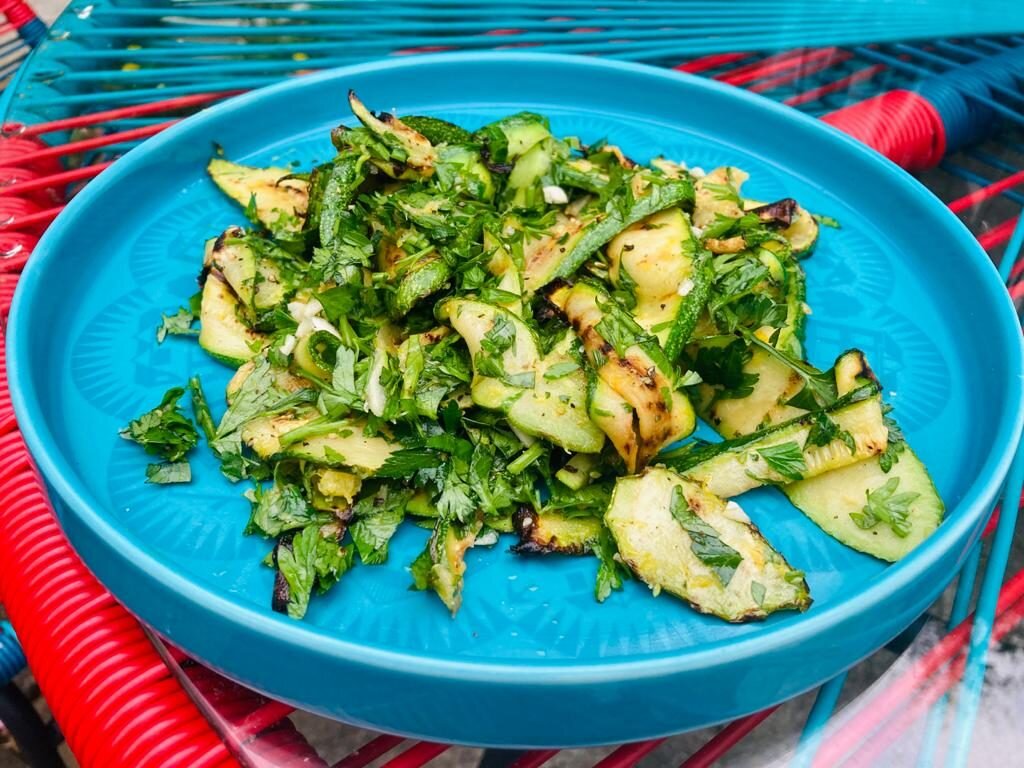 Griddled courgettes with lemon and garlic recipe