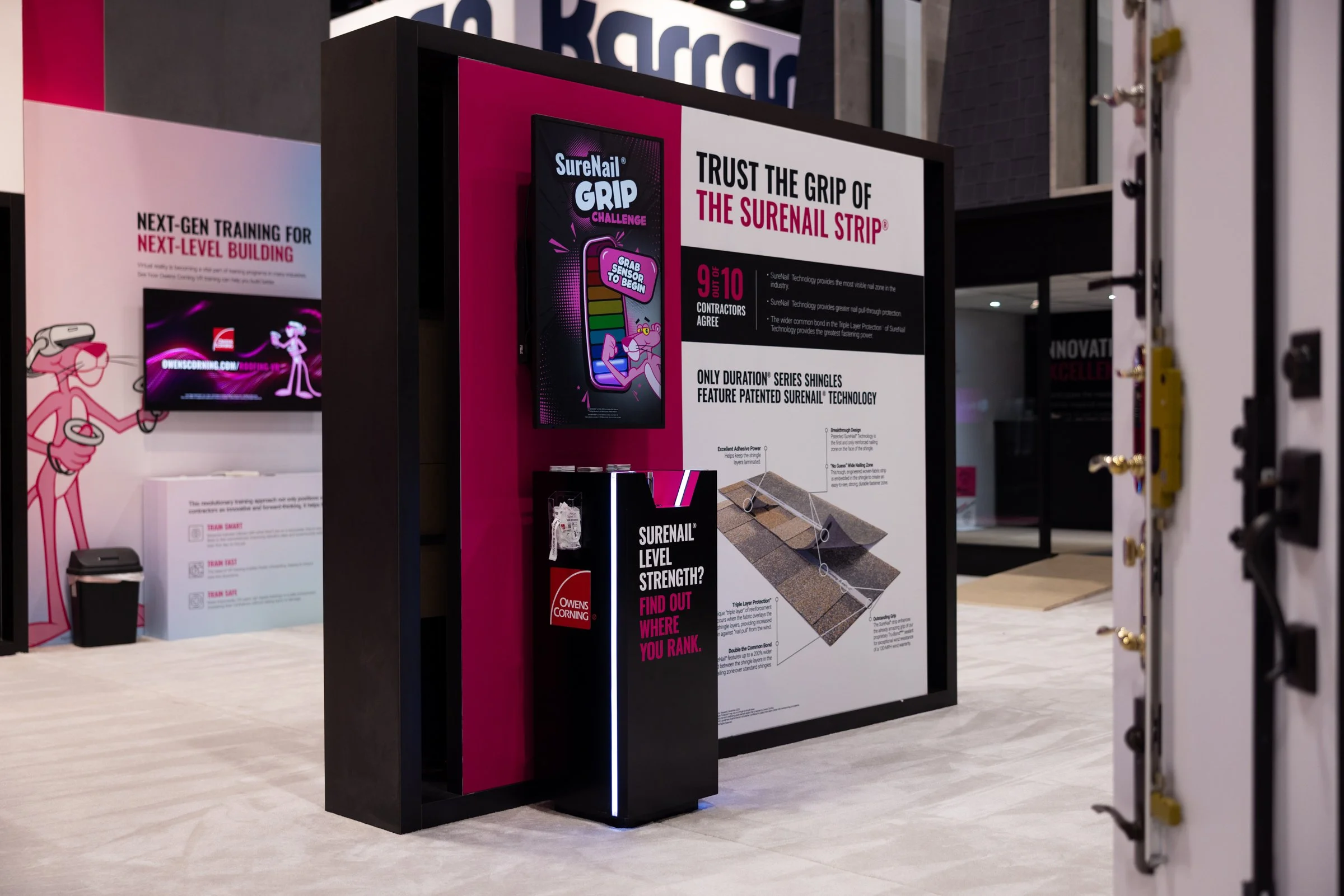 Owens Corning exhibit design with product zones at IBS International Builders Show