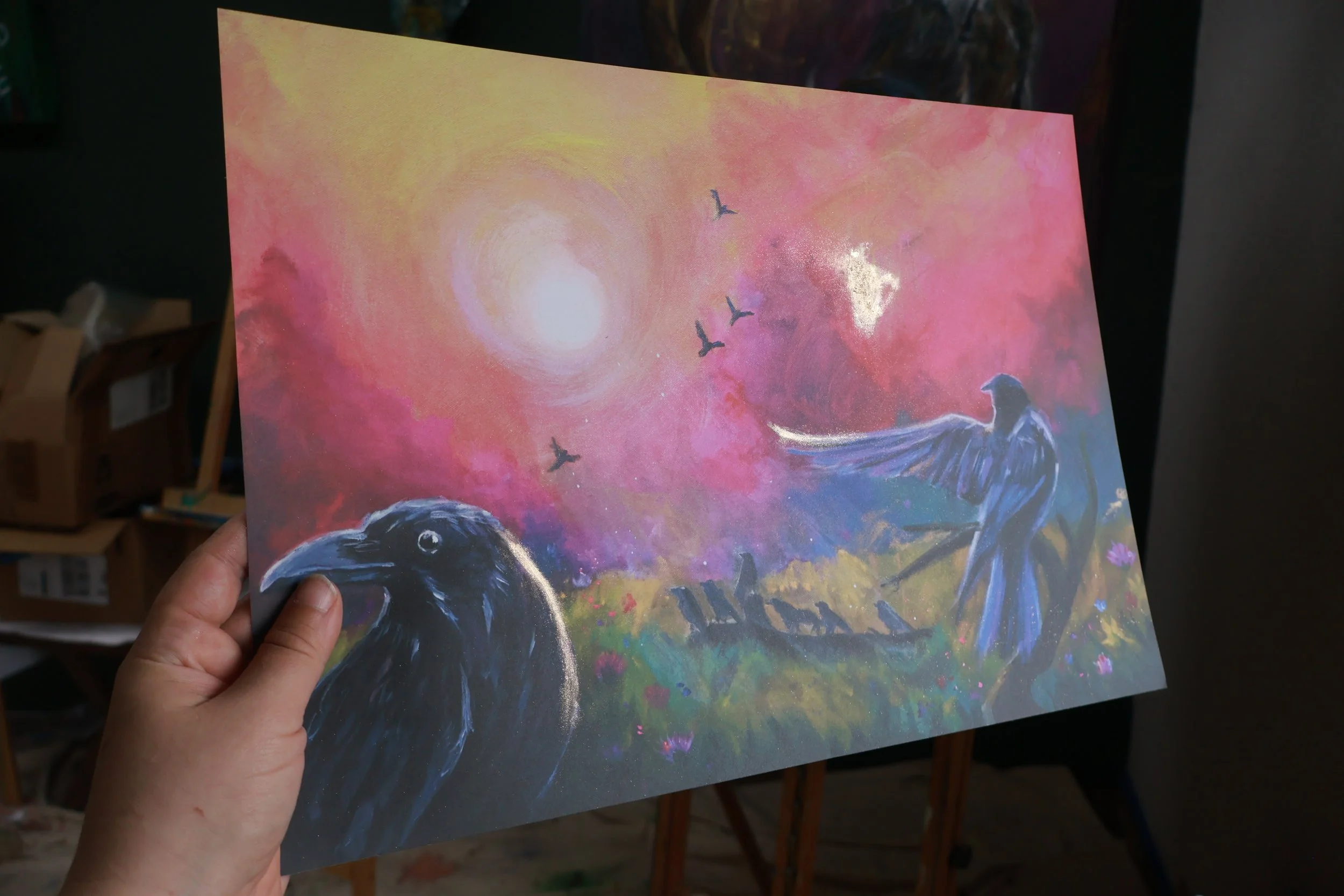 Kunstdruck mit Krähen Lisa Brenk