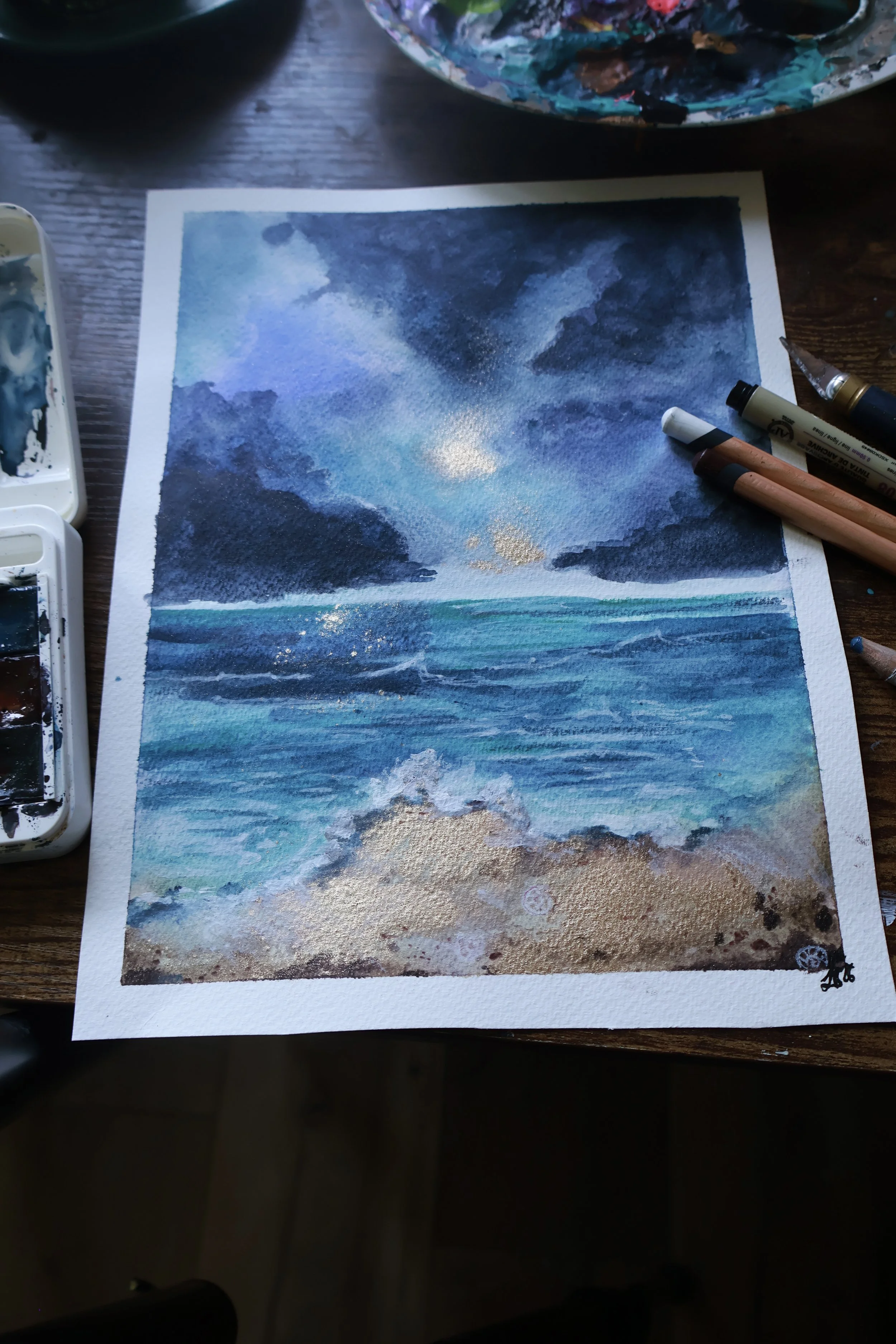 Aquarell Strandbild