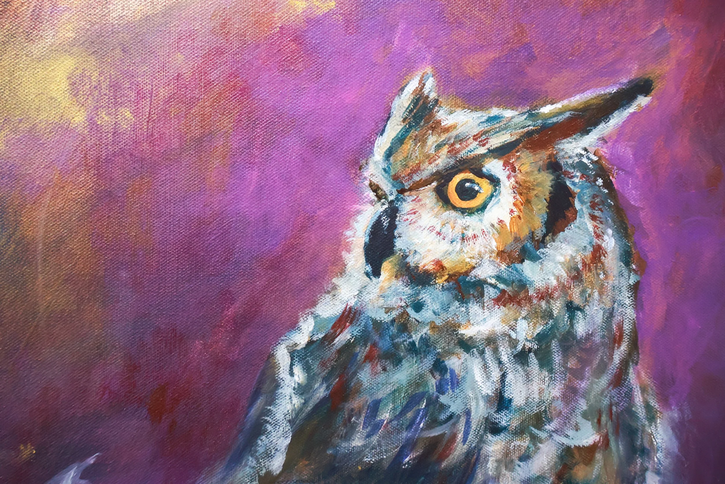 Eule Acrylgemälde - Lisa Brenk - Verwurzelt - Flügelstill
