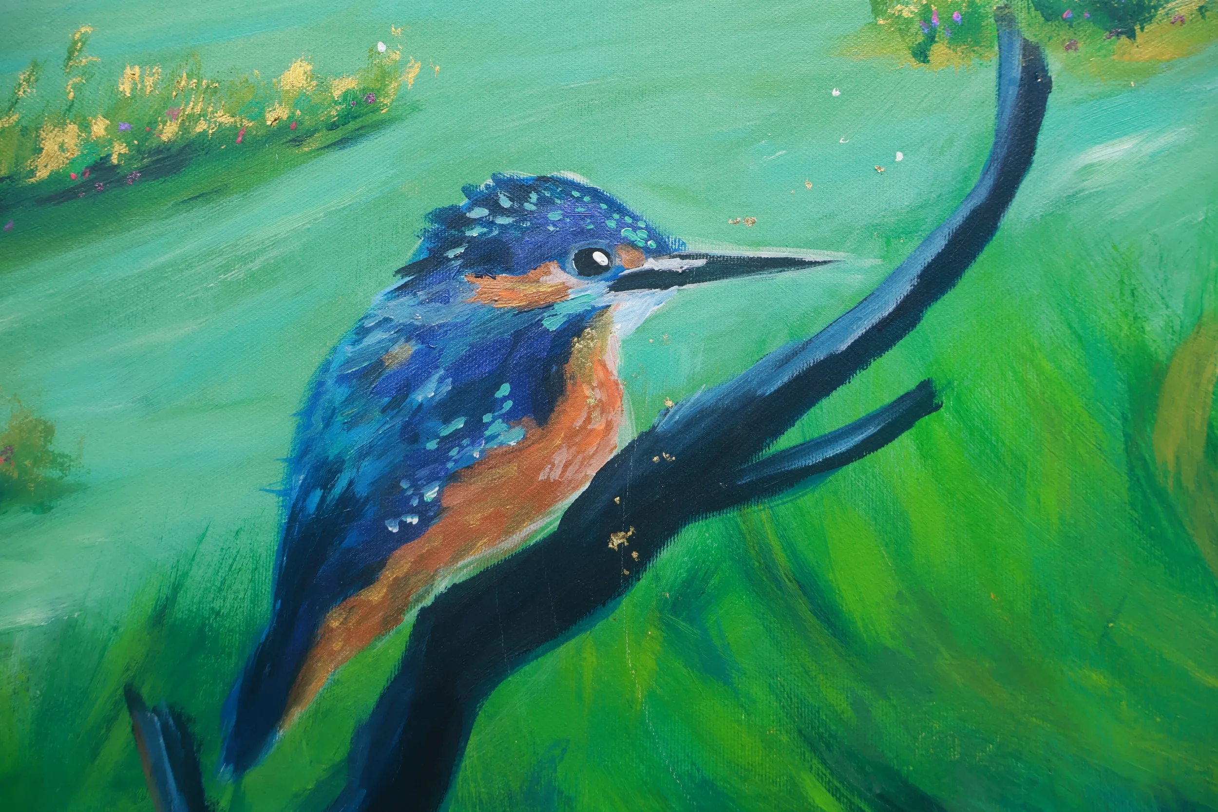 Acrylgemälde mit Blattgold