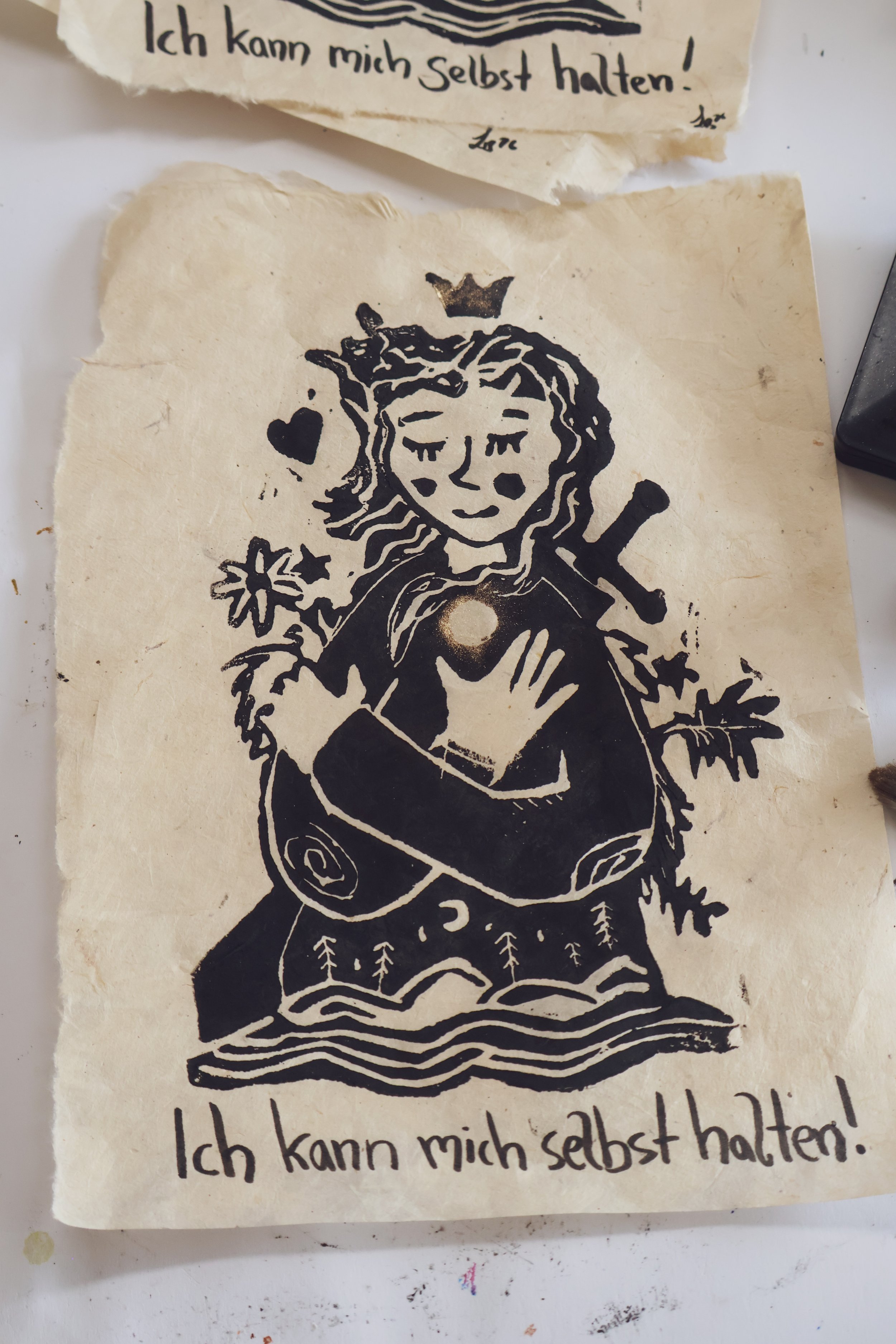 Linolschnitt Frau