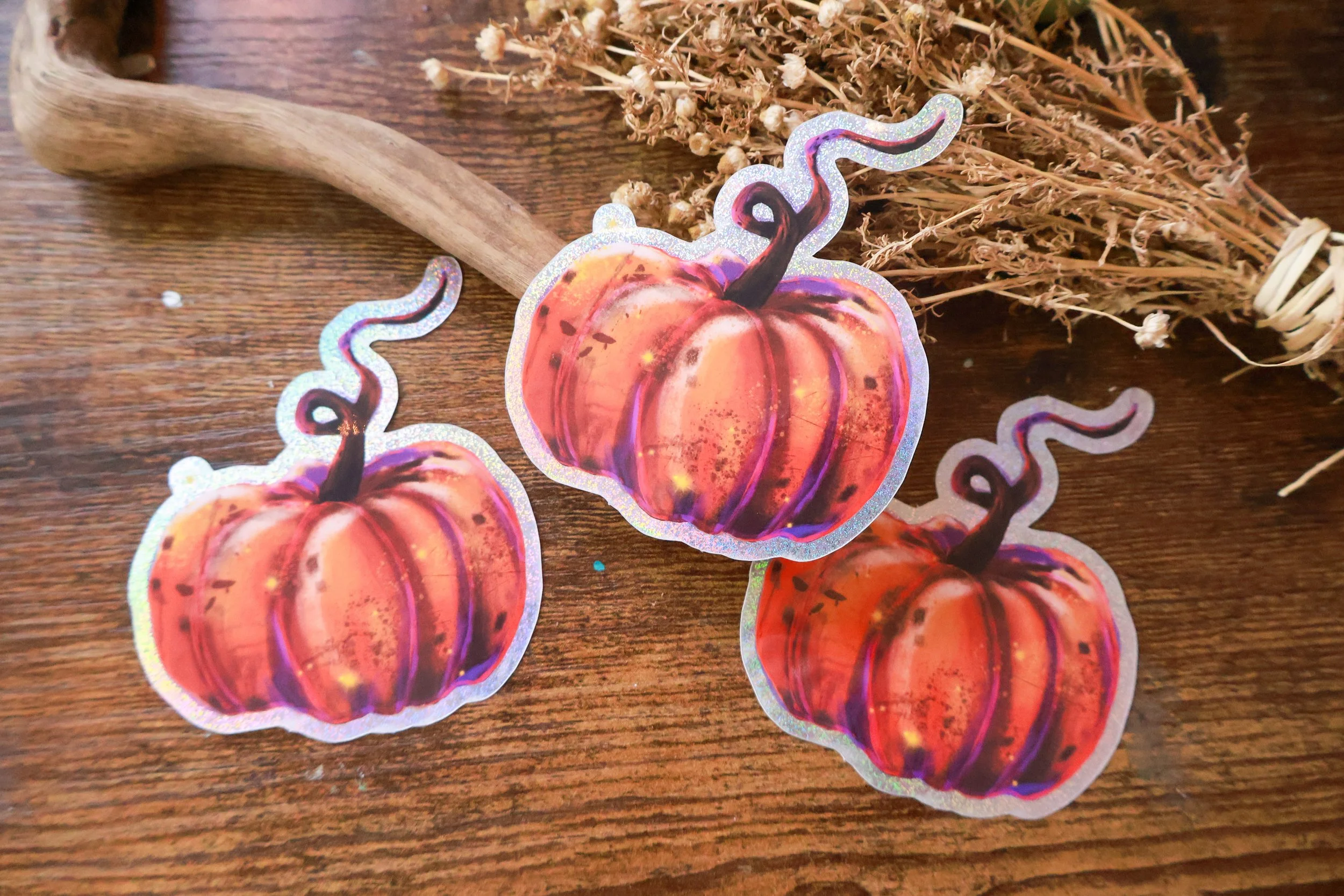 Herbst Sticker Kürbis mit Glitzereffekt