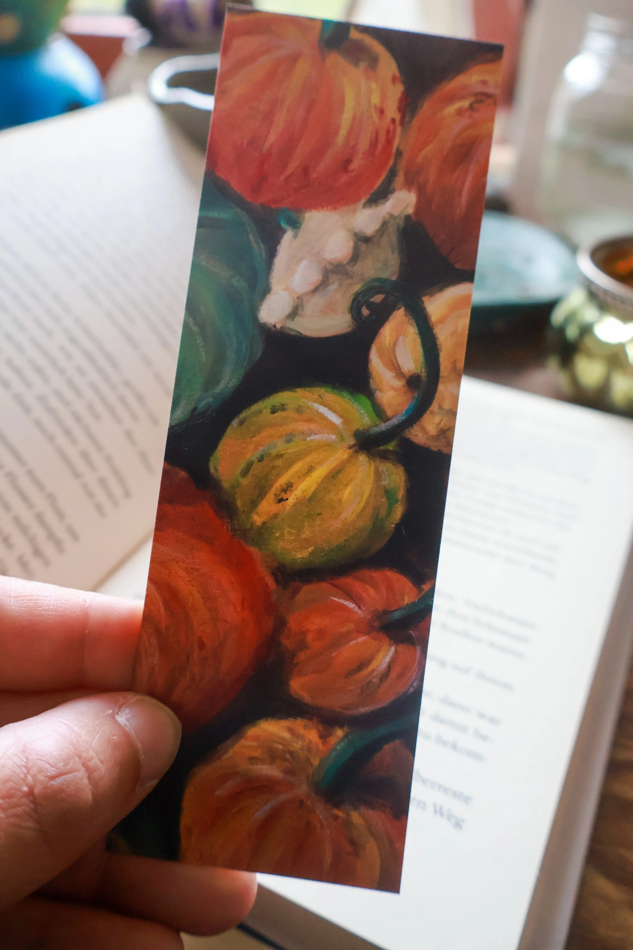 Herbst verschenken Kürbis Lesezeichen